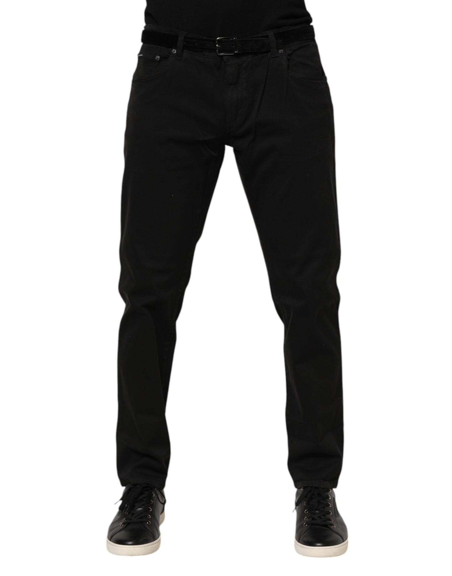 Dolce & Gabbana Schwarze Skinny-Jeans aus Baumwolle in GOLD