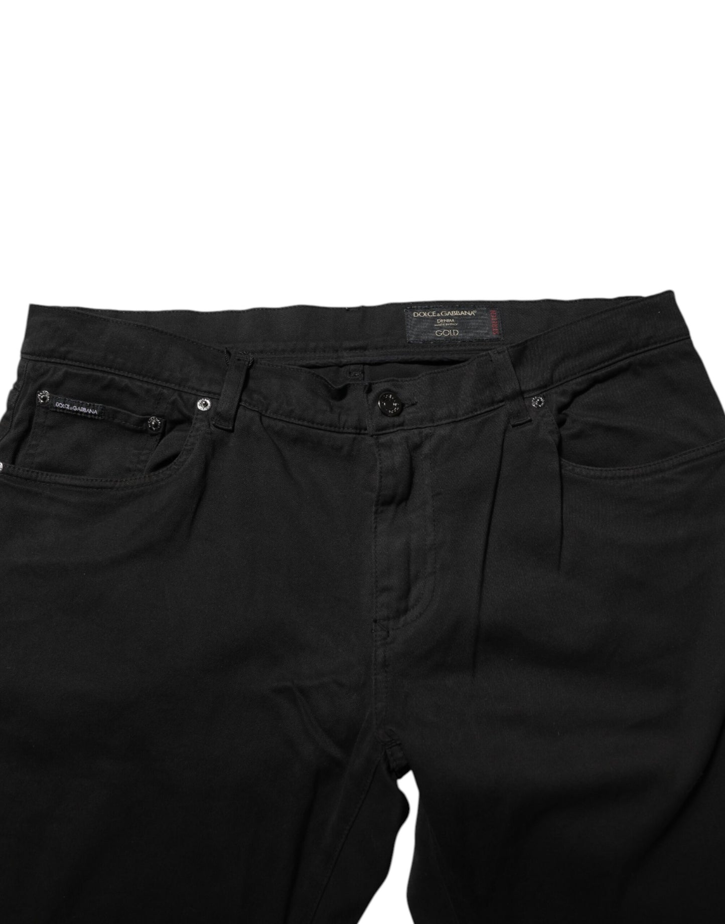 Dolce & Gabbana Schwarze Skinny-Jeans aus Baumwolle in GOLD