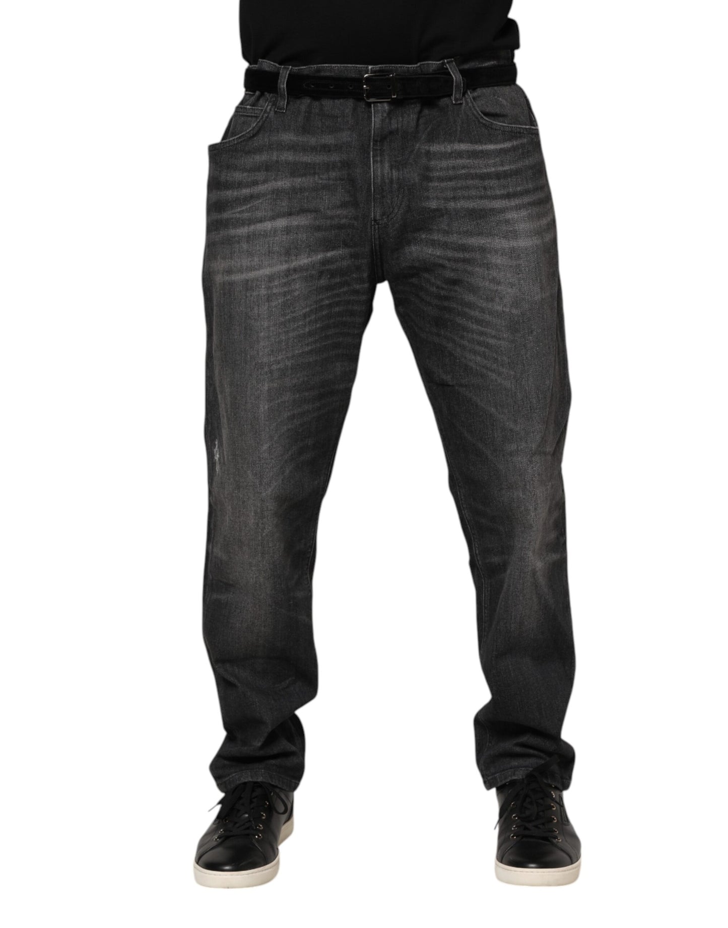 Dolce & Gabbana Graue Jeans aus gewaschener Baumwolle mit lockerem Schnitt