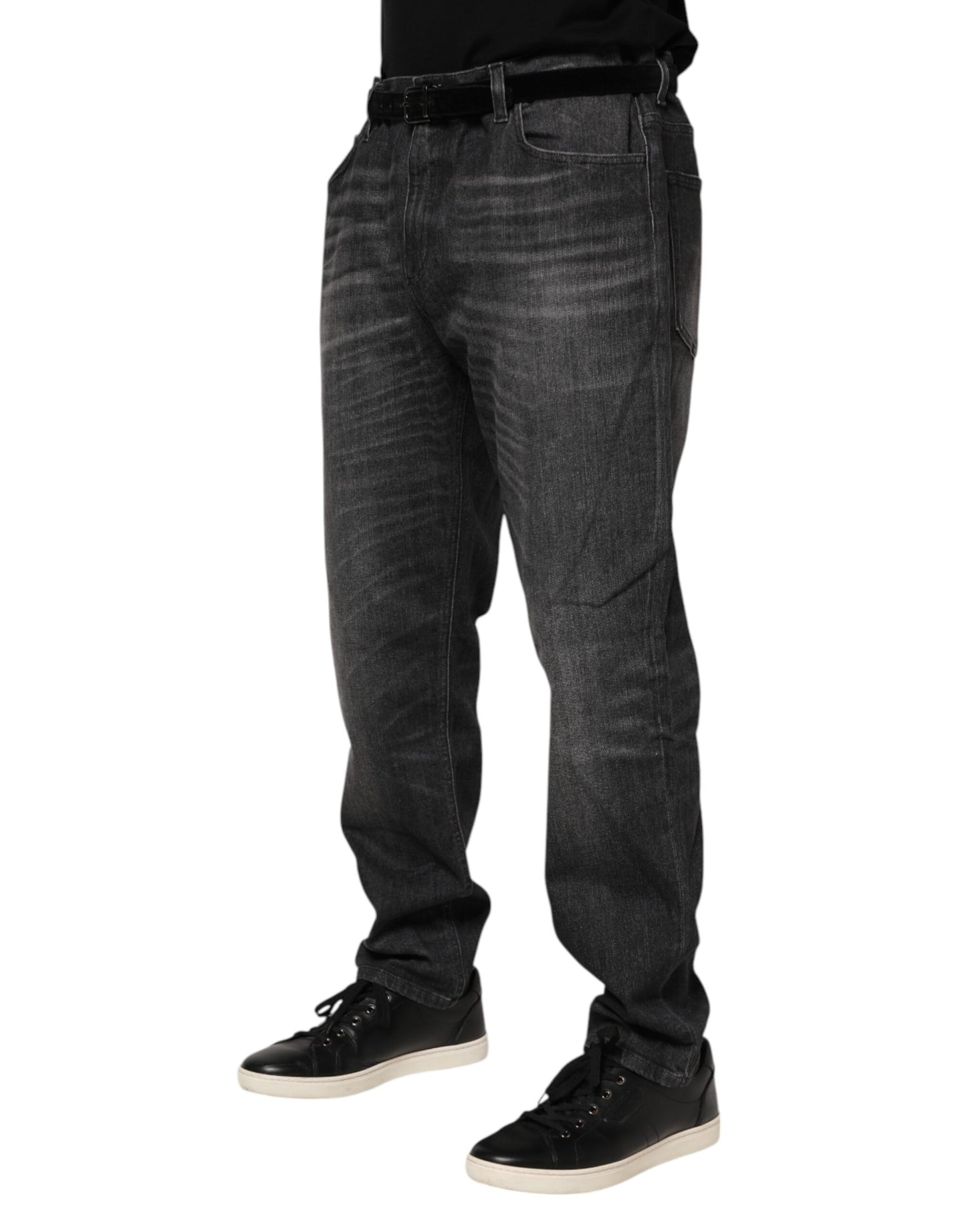 Dolce & Gabbana Graue Jeans aus gewaschener Baumwolle mit lockerem Schnitt