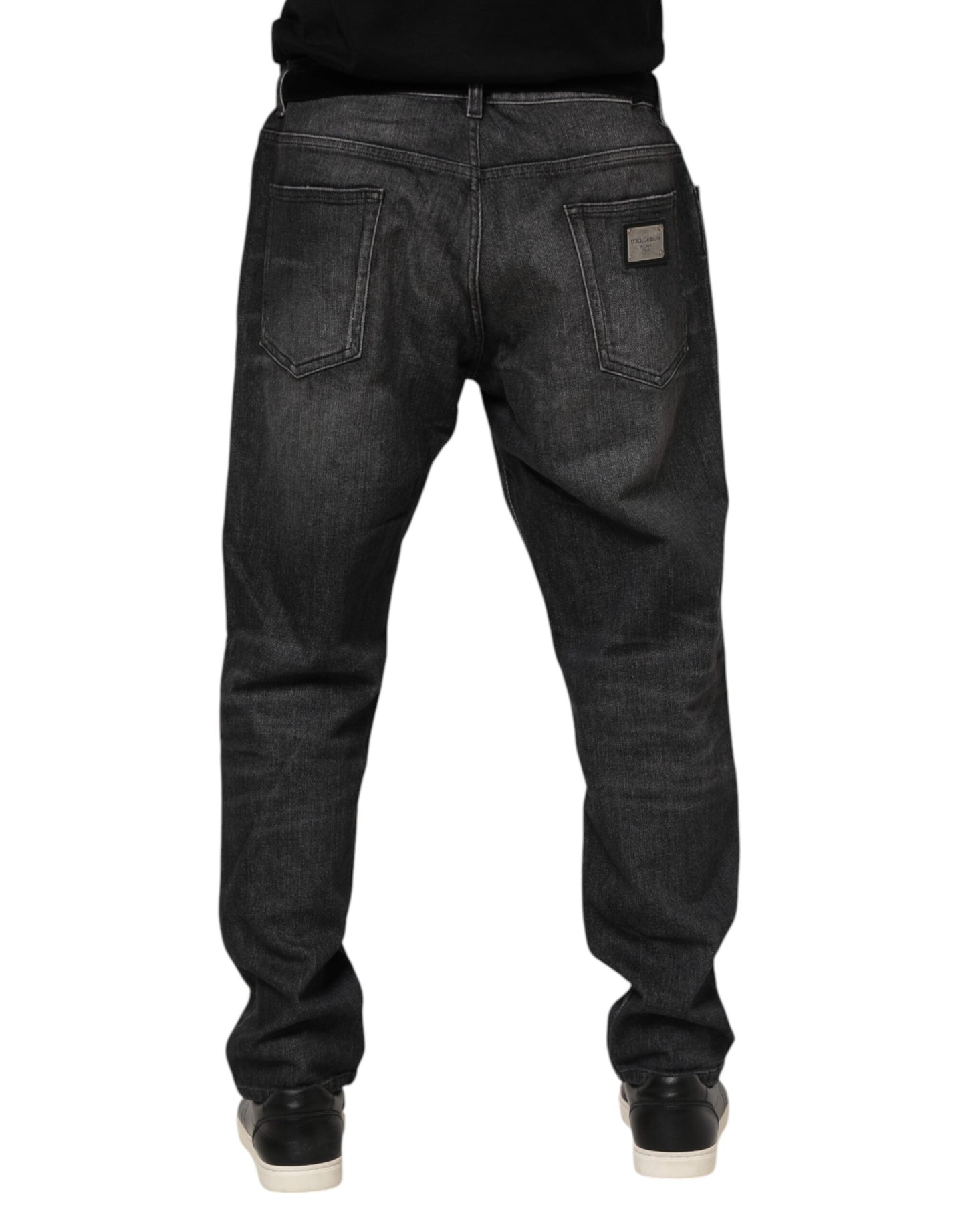Dolce & Gabbana Graue Jeans aus gewaschener Baumwolle mit lockerem Schnitt
