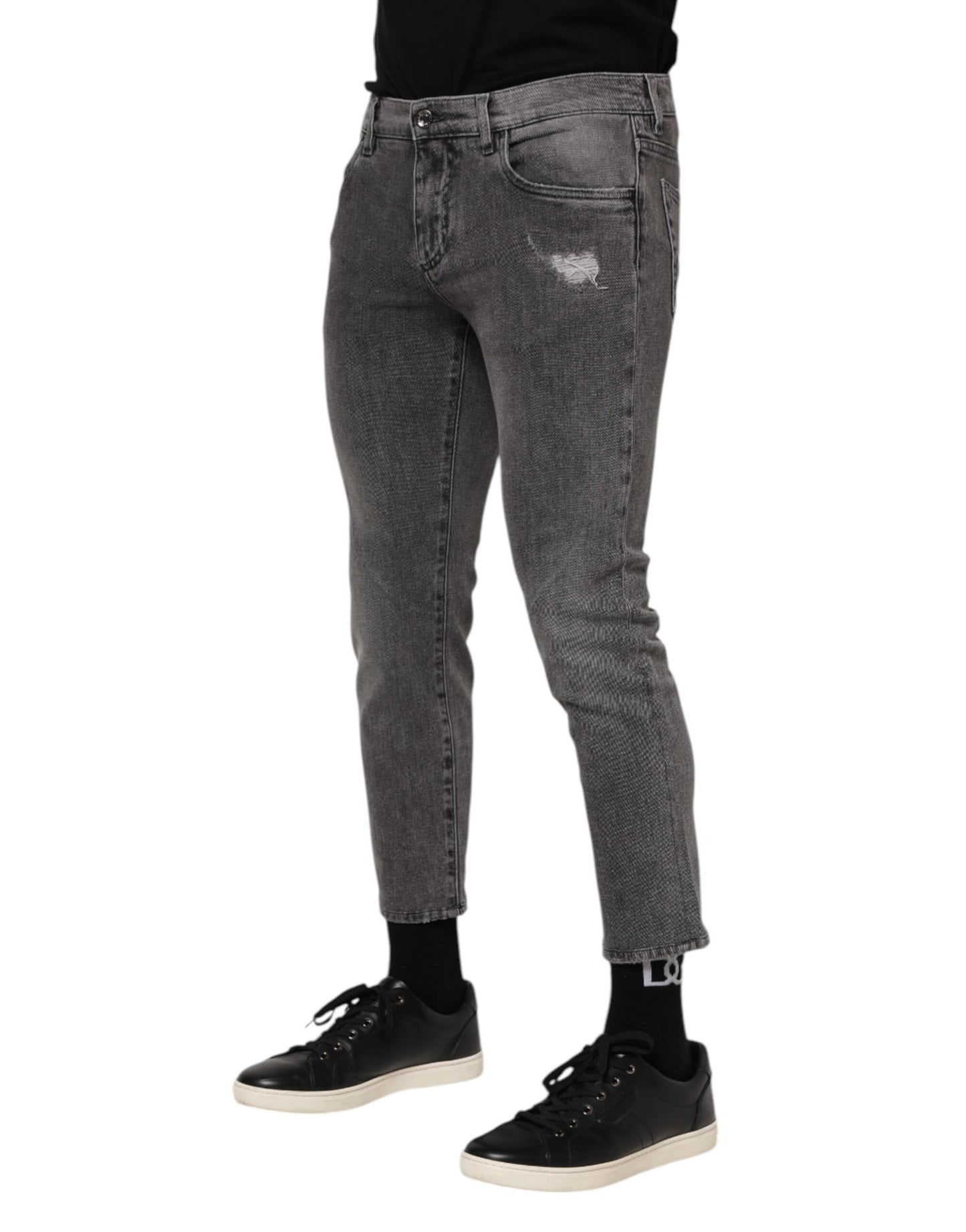 Dolce & Gabbana Graue Baumwoll-Logo-Plakette für Herren