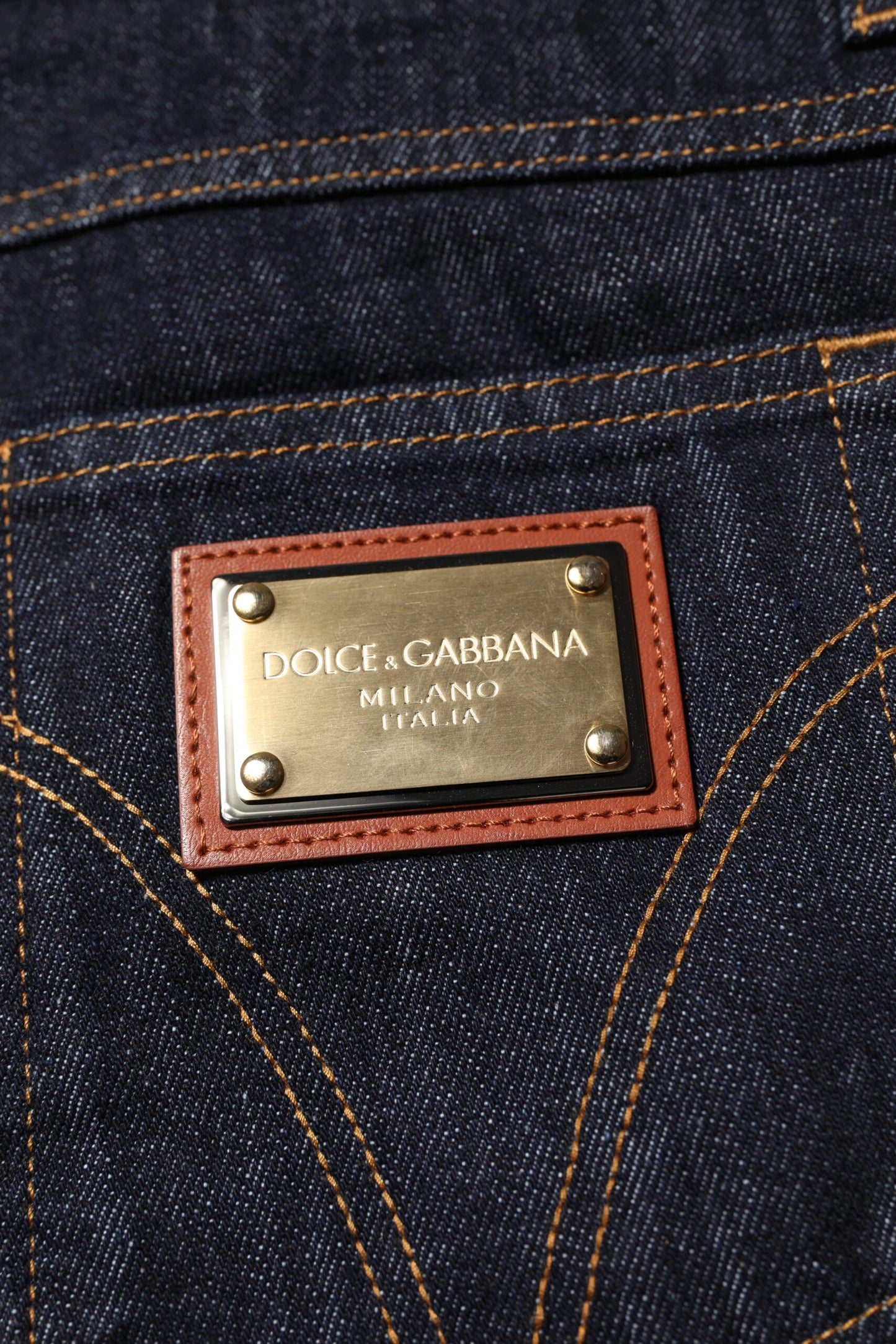 Dolce & Gabbana Dunkelblaue Jeans aus Baumwolle mit Logo-Plakette für Herren