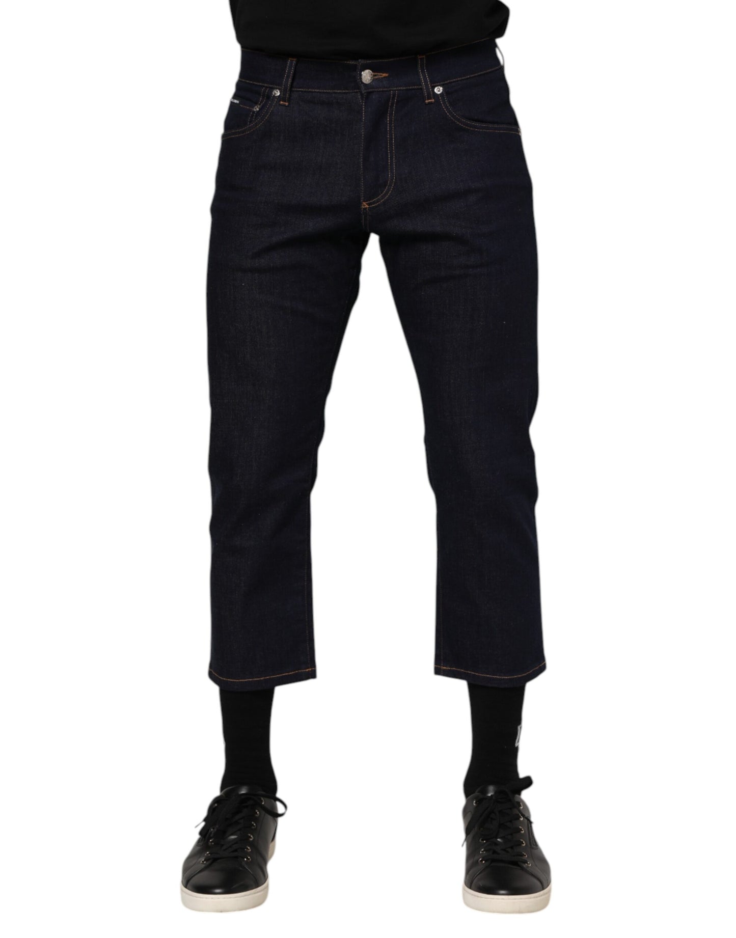 Dolce & Gabbana Slim Fit Jeans aus Baumwolle mit Logo in Dunkelblau für Herren