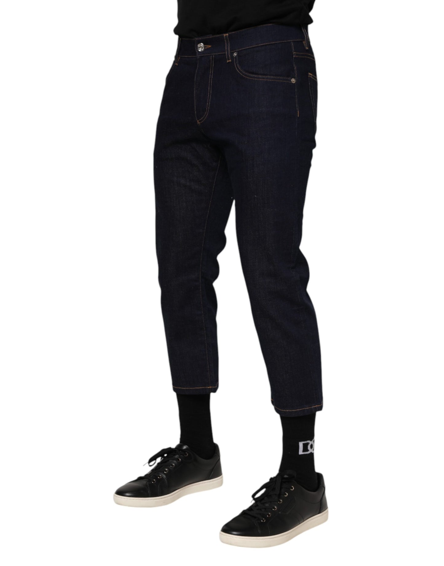 Dolce & Gabbana Slim Fit Jeans aus Baumwolle mit Logo in Dunkelblau für Herren
