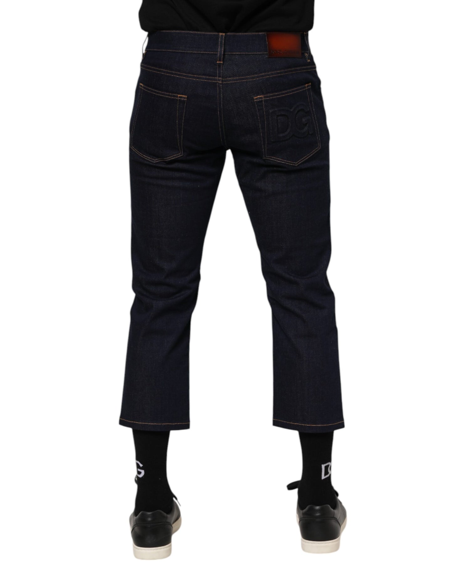 Dolce & Gabbana Slim Fit Jeans aus Baumwolle mit Logo in Dunkelblau für Herren