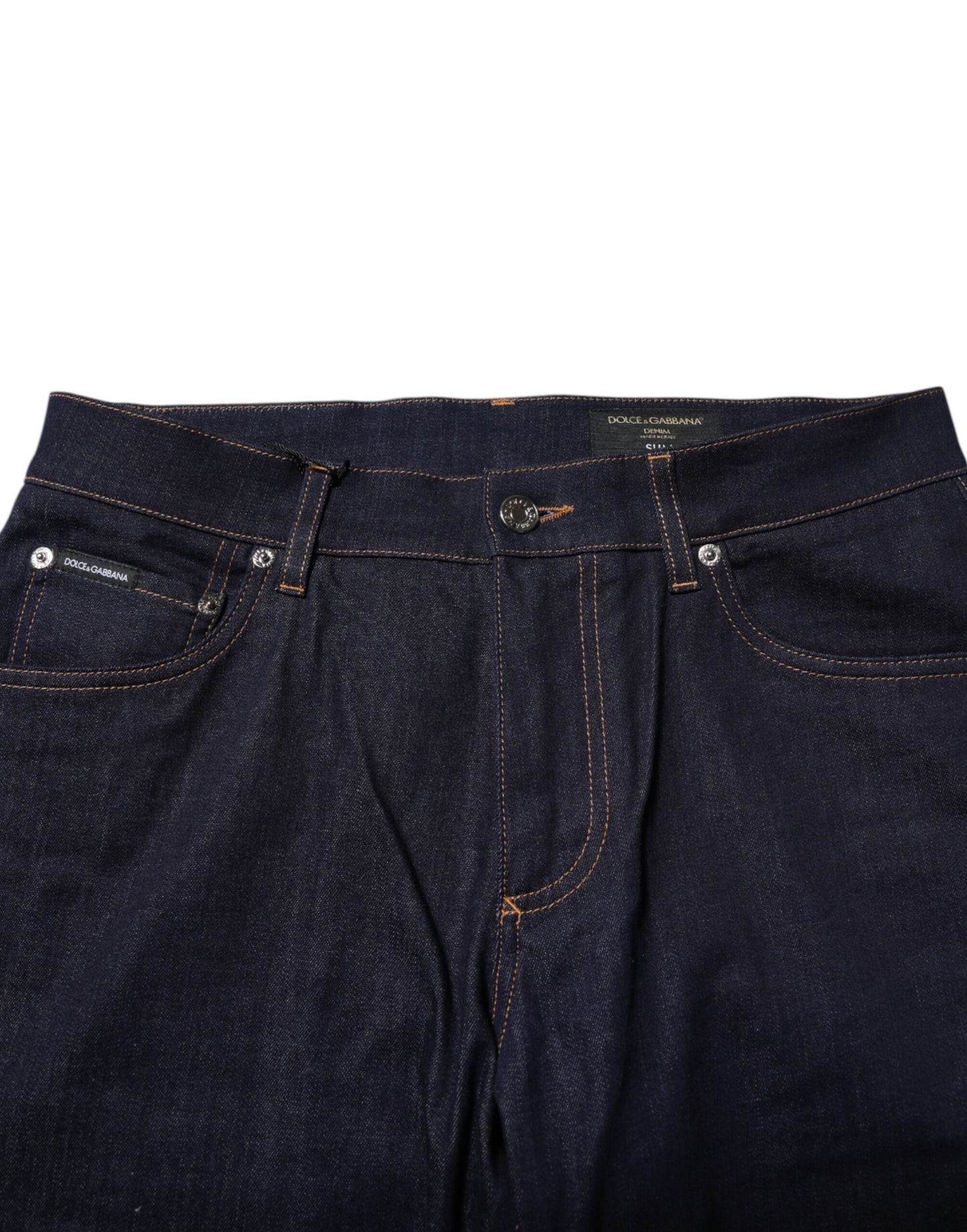 Dolce & Gabbana Slim Fit Jeans aus Baumwolle mit Logo in Dunkelblau für Herren
