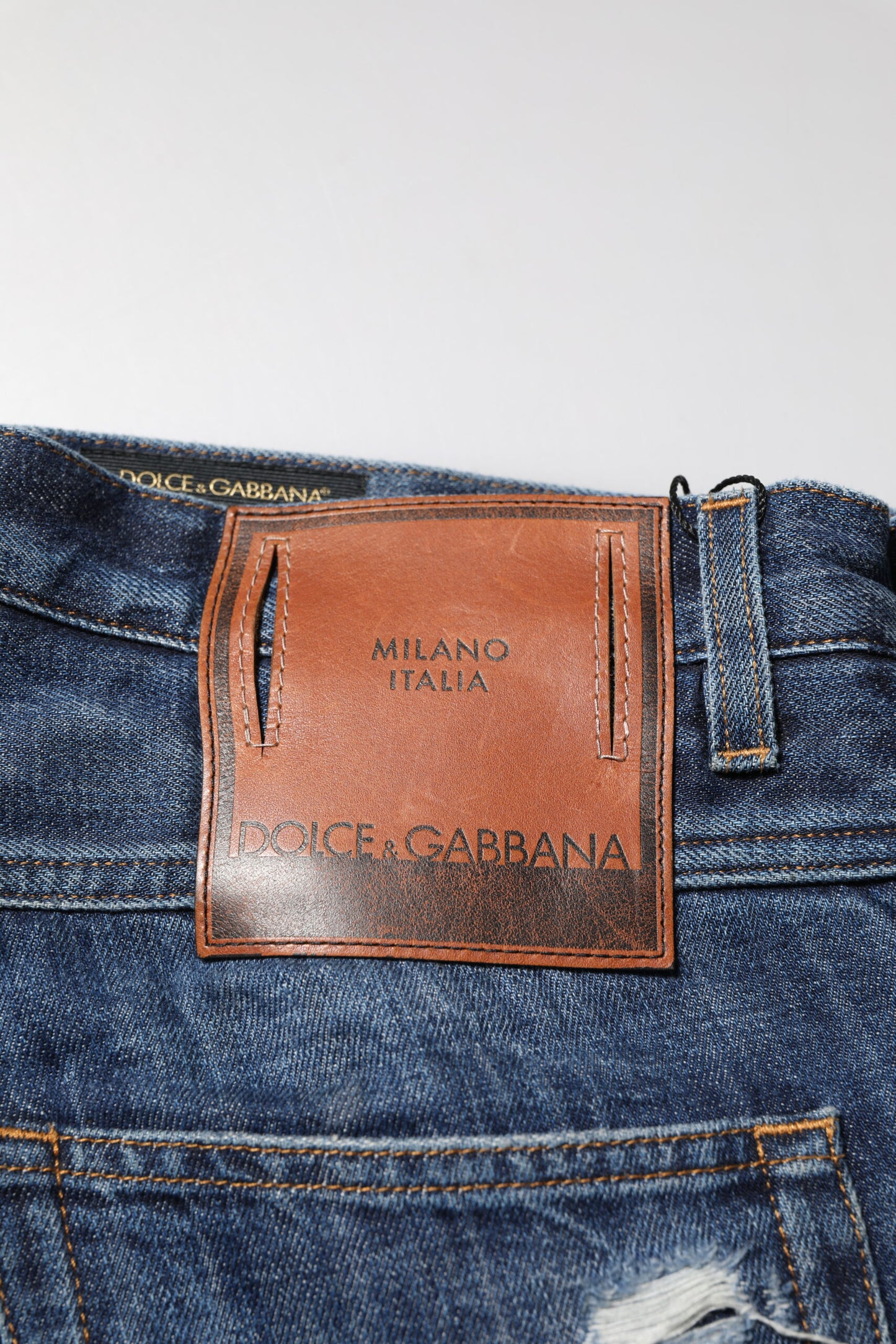 Dolce & Gabbana – Blaue, zerfetzte, konische Jeans aus Baumwolle für Herren