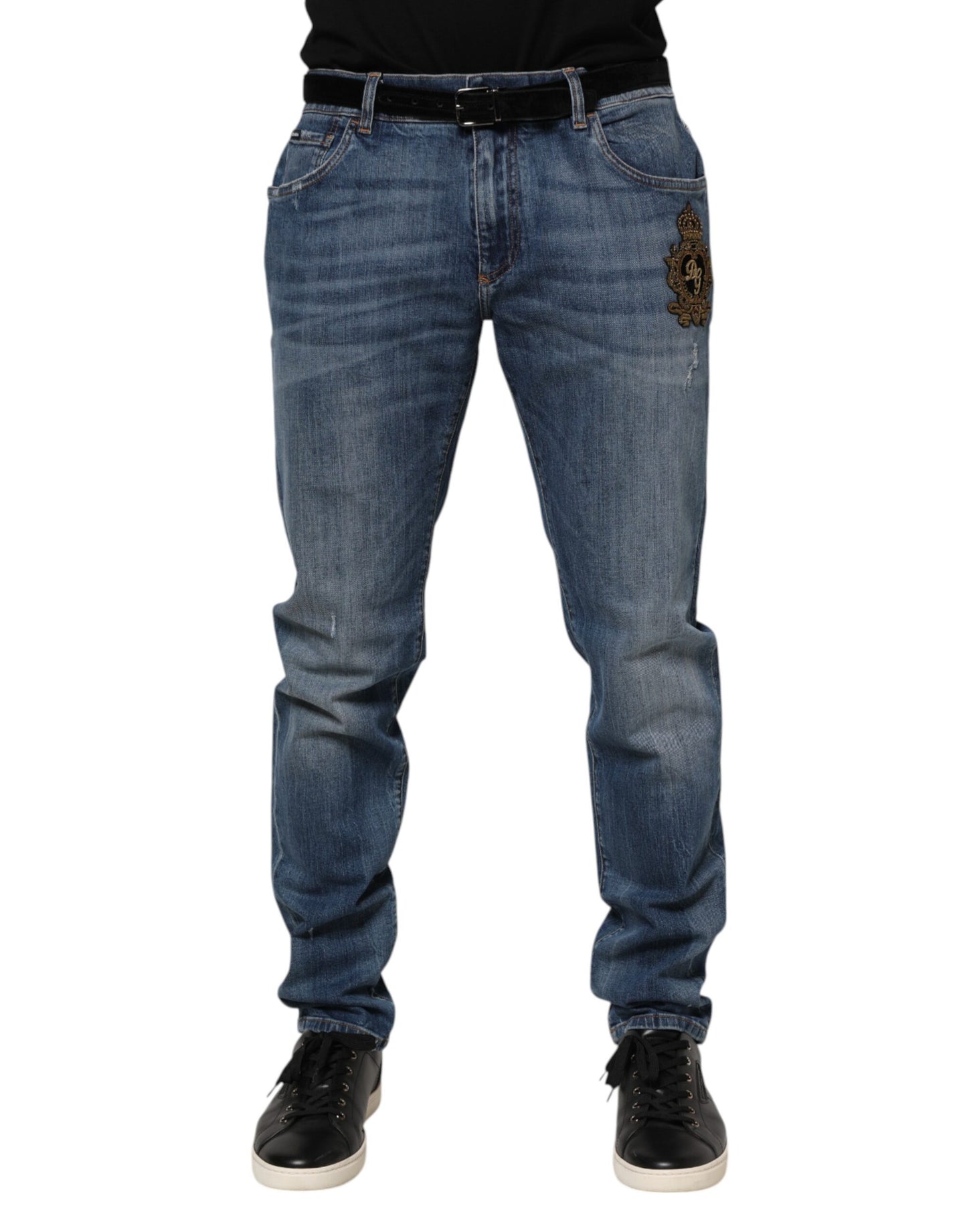 Dolce & Gabbana – Blaue Jeans mit Logostickerei
