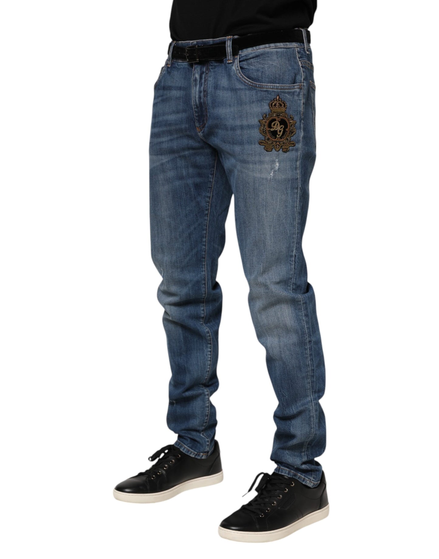Dolce & Gabbana – Blaue Jeans mit Logostickerei