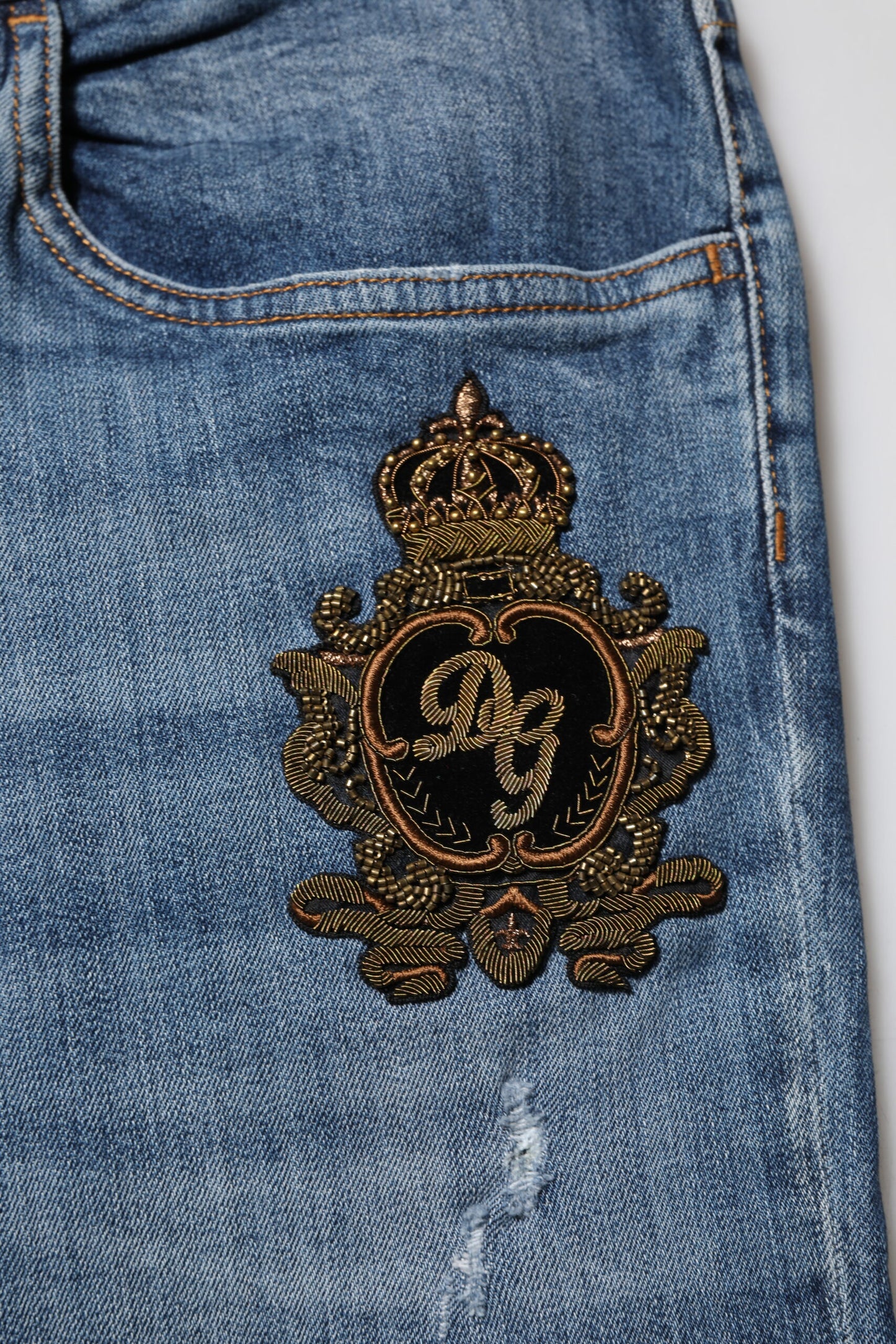 Dolce & Gabbana – Blaue Jeans mit Logostickerei