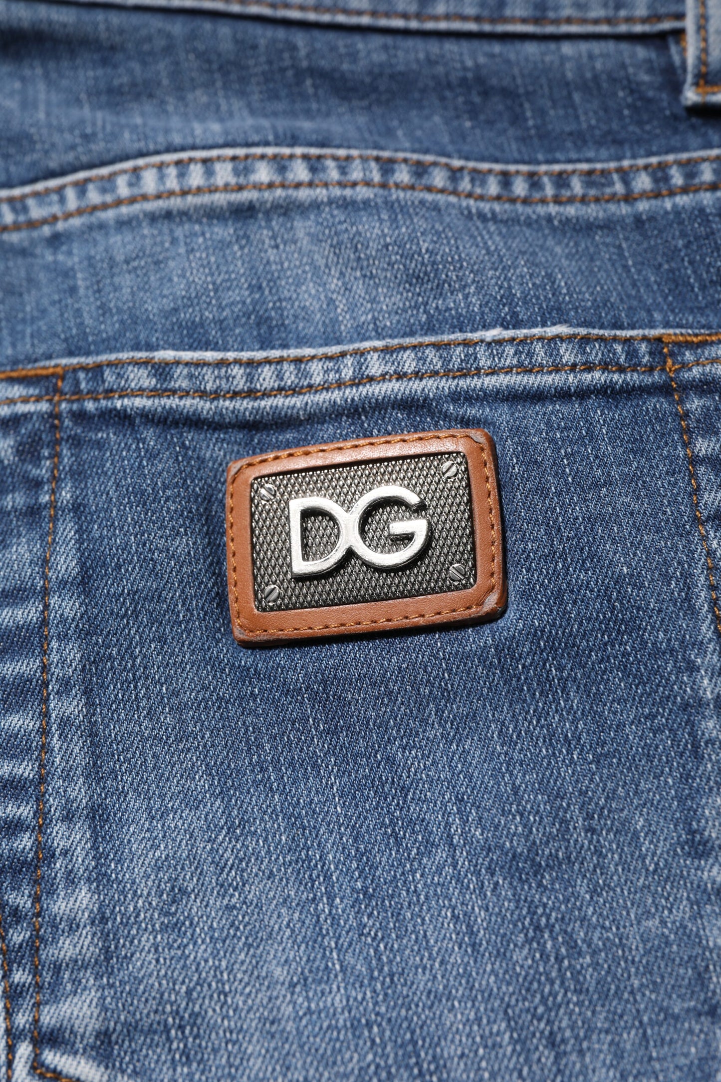 Dolce & Gabbana – Blaue Jeans aus Baumwoll-Denim mit Logo-Plakette