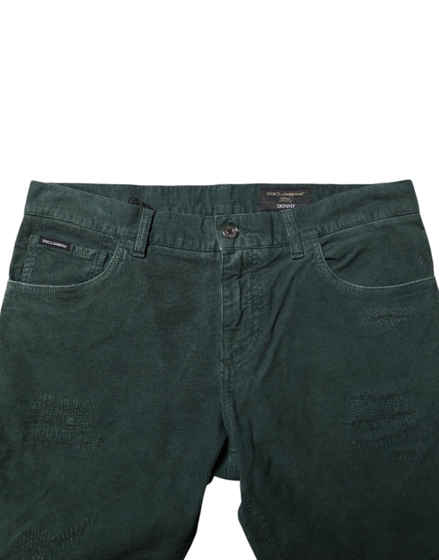 Dolce & Gabbana – Enge Hose aus grünem Baumwollcord