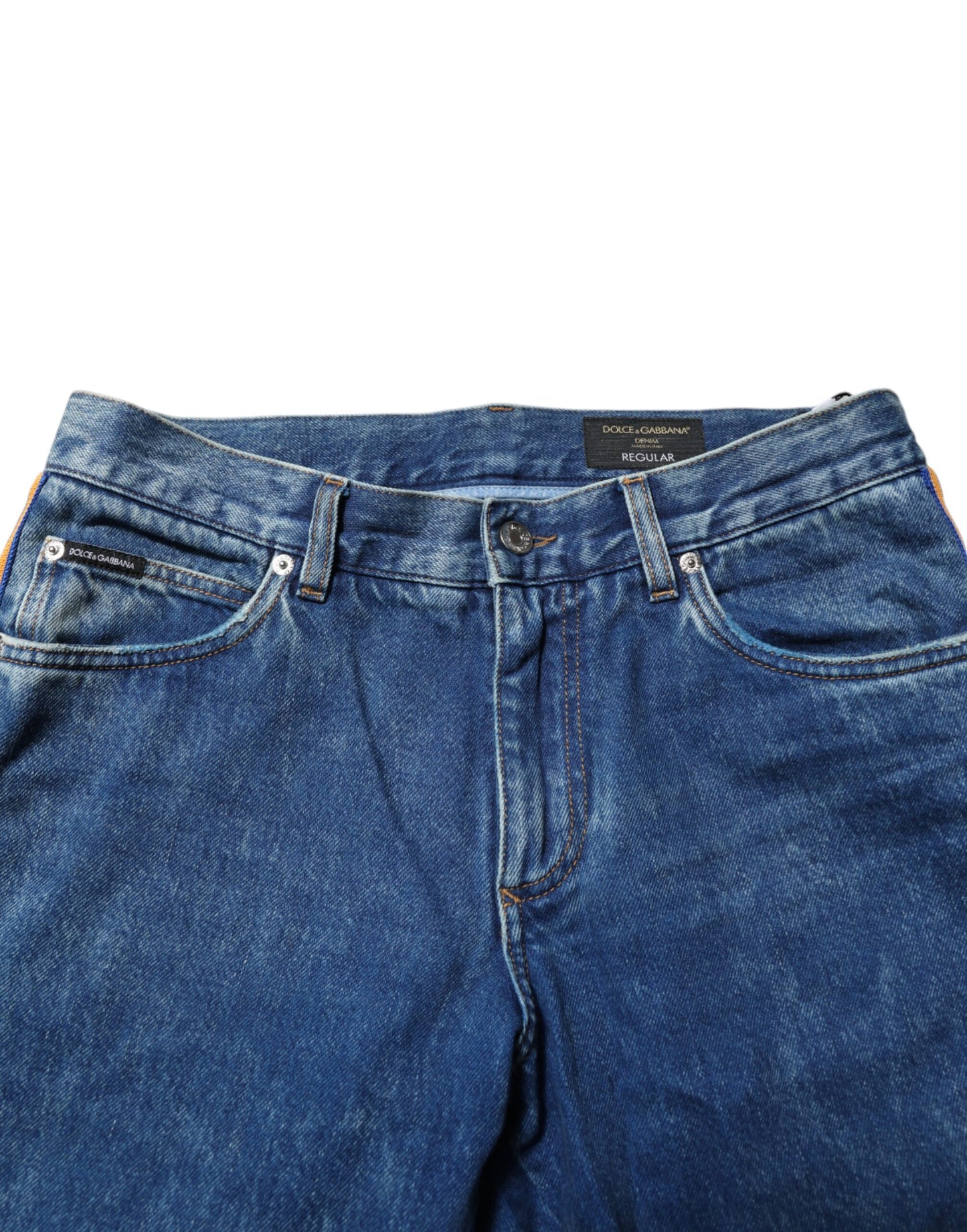 Dolce & Gabbana – Blaue Jeans aus Baumwoll-Denim mit Logo-Plakette