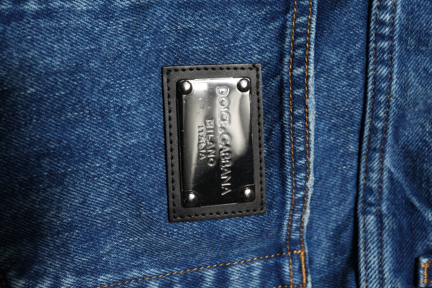 Dolce & Gabbana – Blaue Jeans aus Baumwoll-Denim mit Logo-Plakette