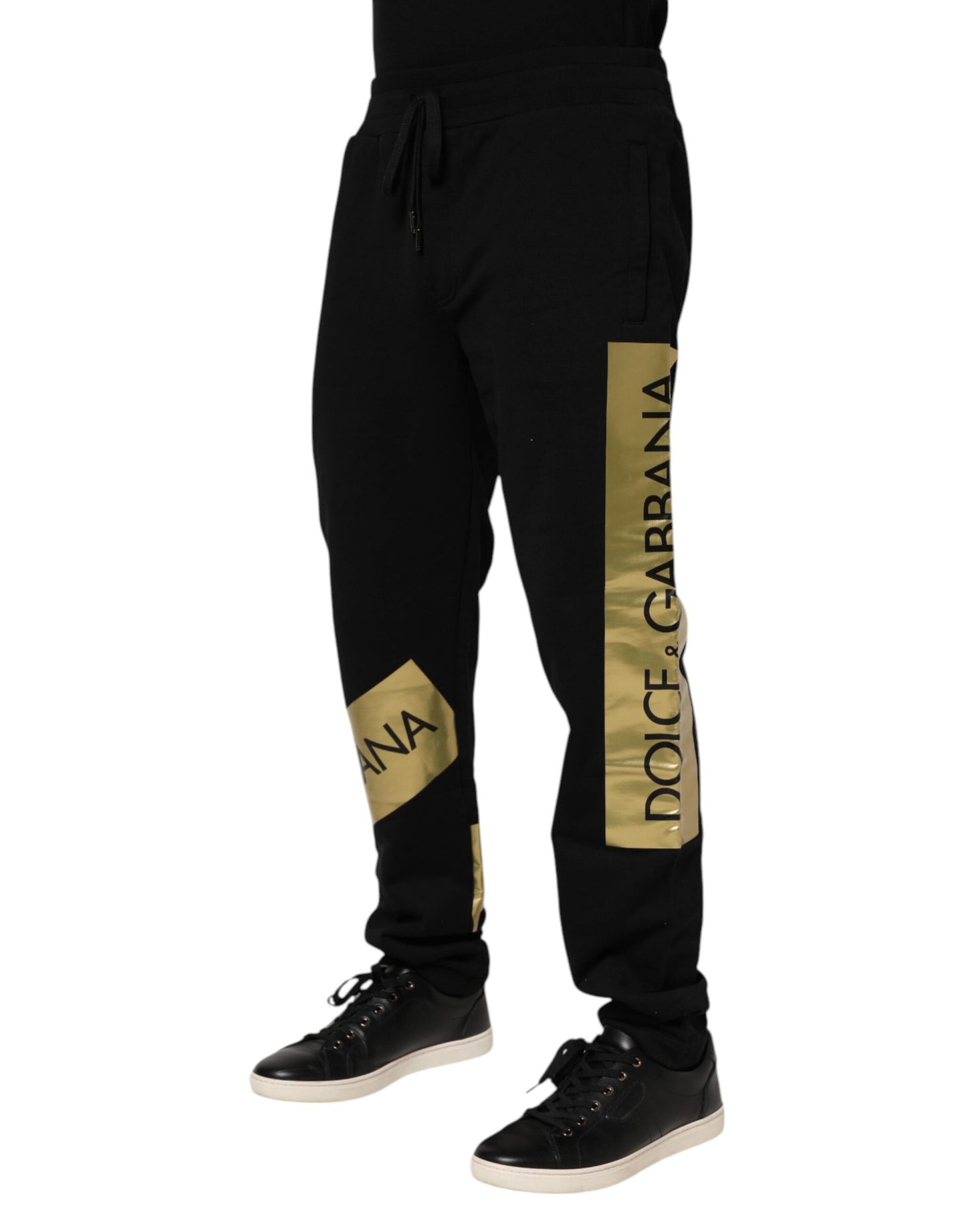 Dolce & Gabbana Schwarze Jogginghose aus Baumwolle mit Logoband für Herren
