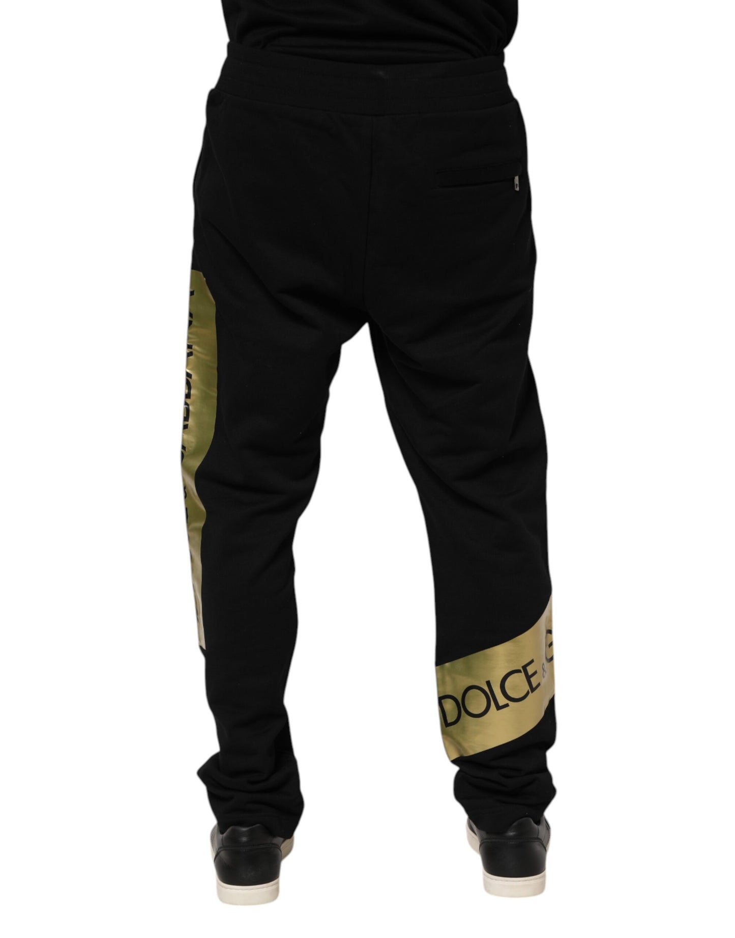 Dolce & Gabbana Schwarze Jogginghose aus Baumwolle mit Logoband für Herren