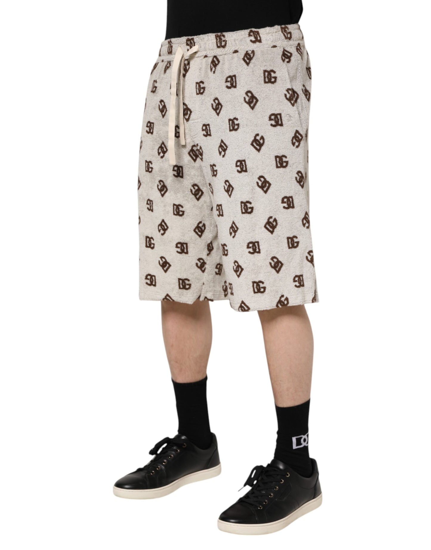 Dolce & Gabbana – Bermudashorts aus weißer Baumwolle mit DG Mania-Print für Herren