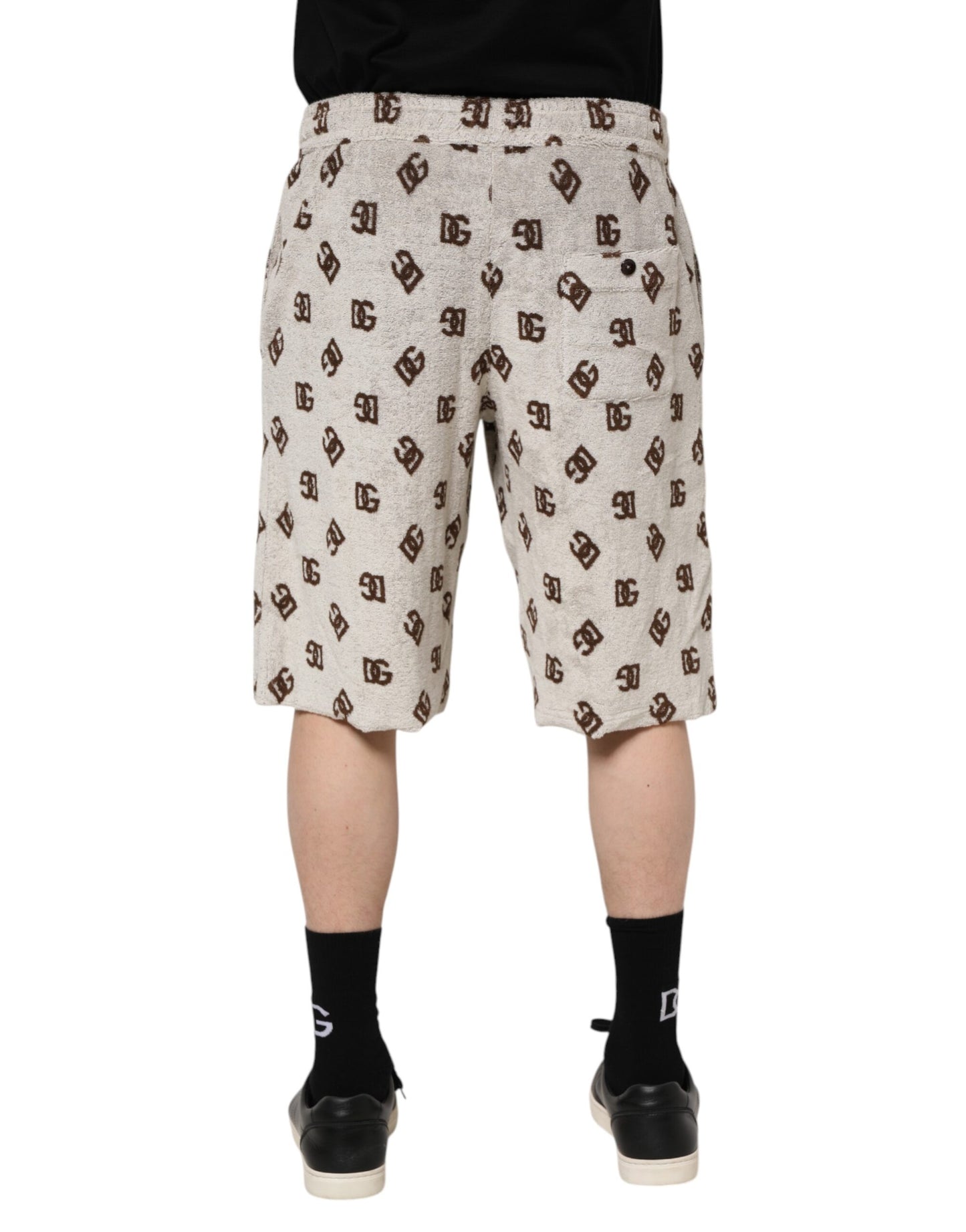 Dolce & Gabbana – Bermudashorts aus weißer Baumwolle mit DG Mania-Print für Herren