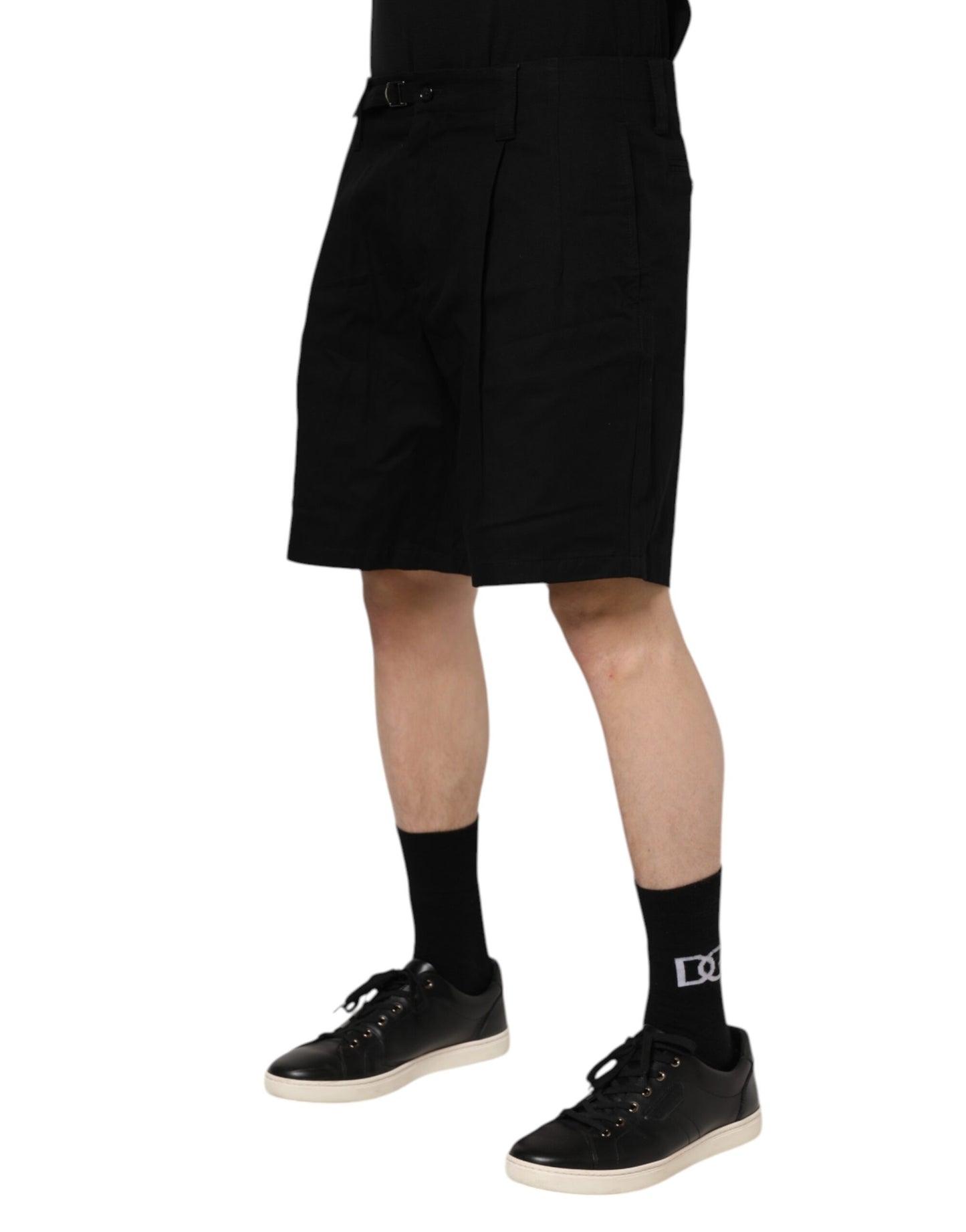 Dolce & Gabbana – Knielange Bermudashorts aus schwarzer Baumwolle für Herren