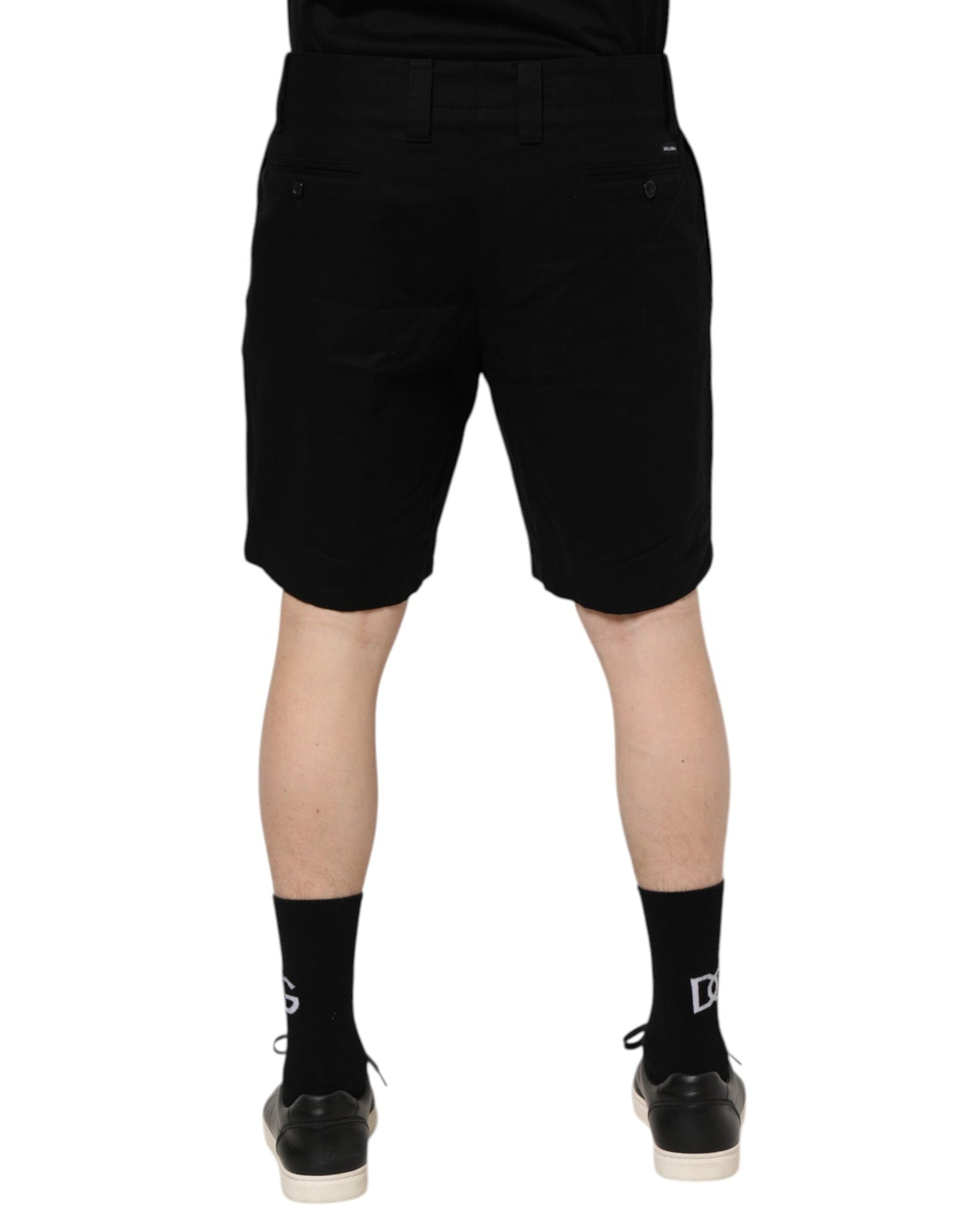 Dolce & Gabbana – Knielange Bermudashorts aus schwarzer Baumwolle für Herren