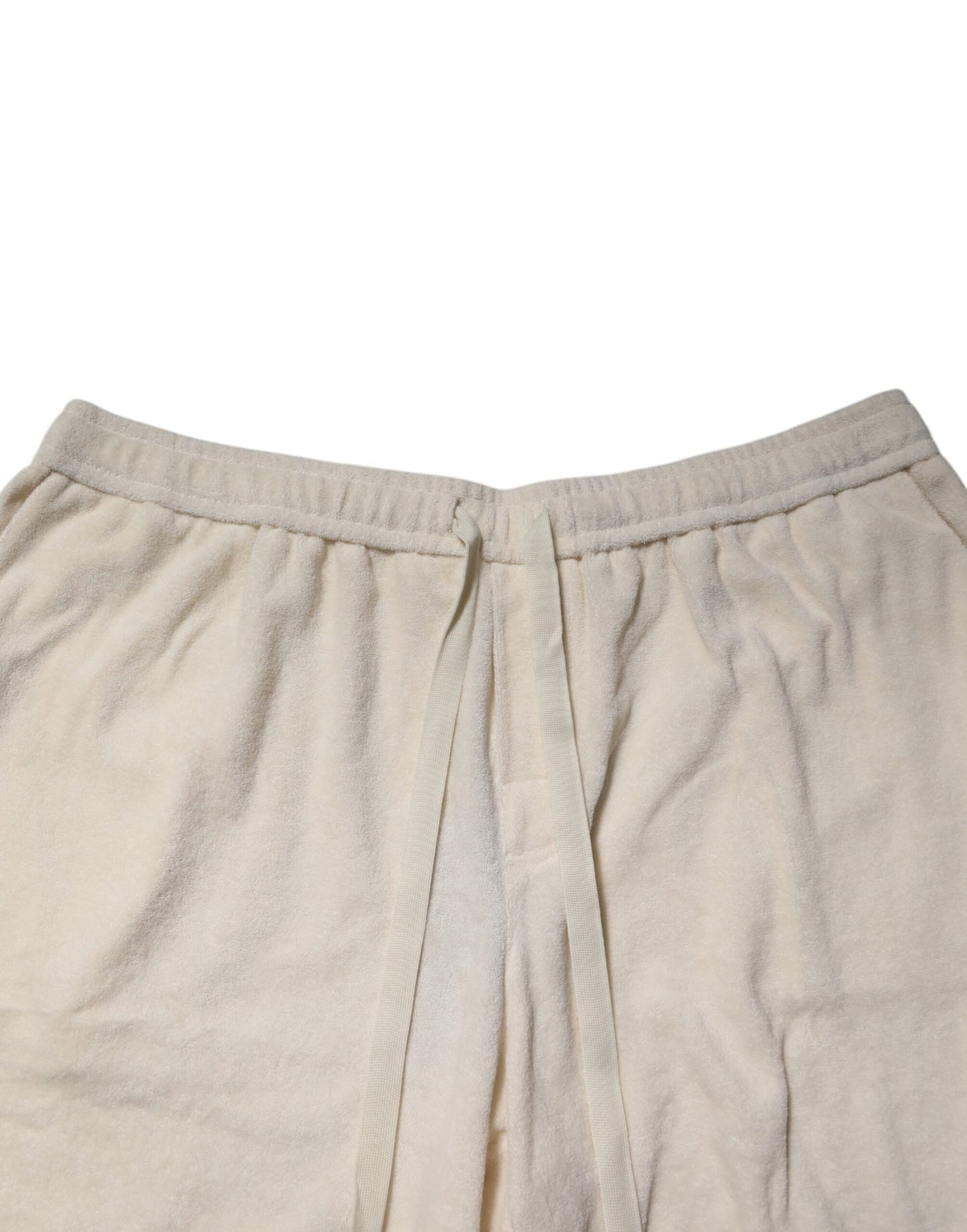 Dolce & Gabbana Herren Bermuda-Sweatshorts aus elfenbeinfarbener Baumwolle