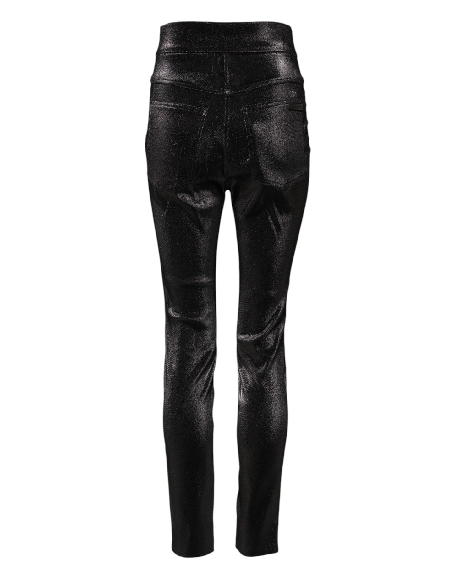 Dolce & Gabbana Schwarze Stretch-Hose aus silbernem Lurexfaden aus Baumwolle