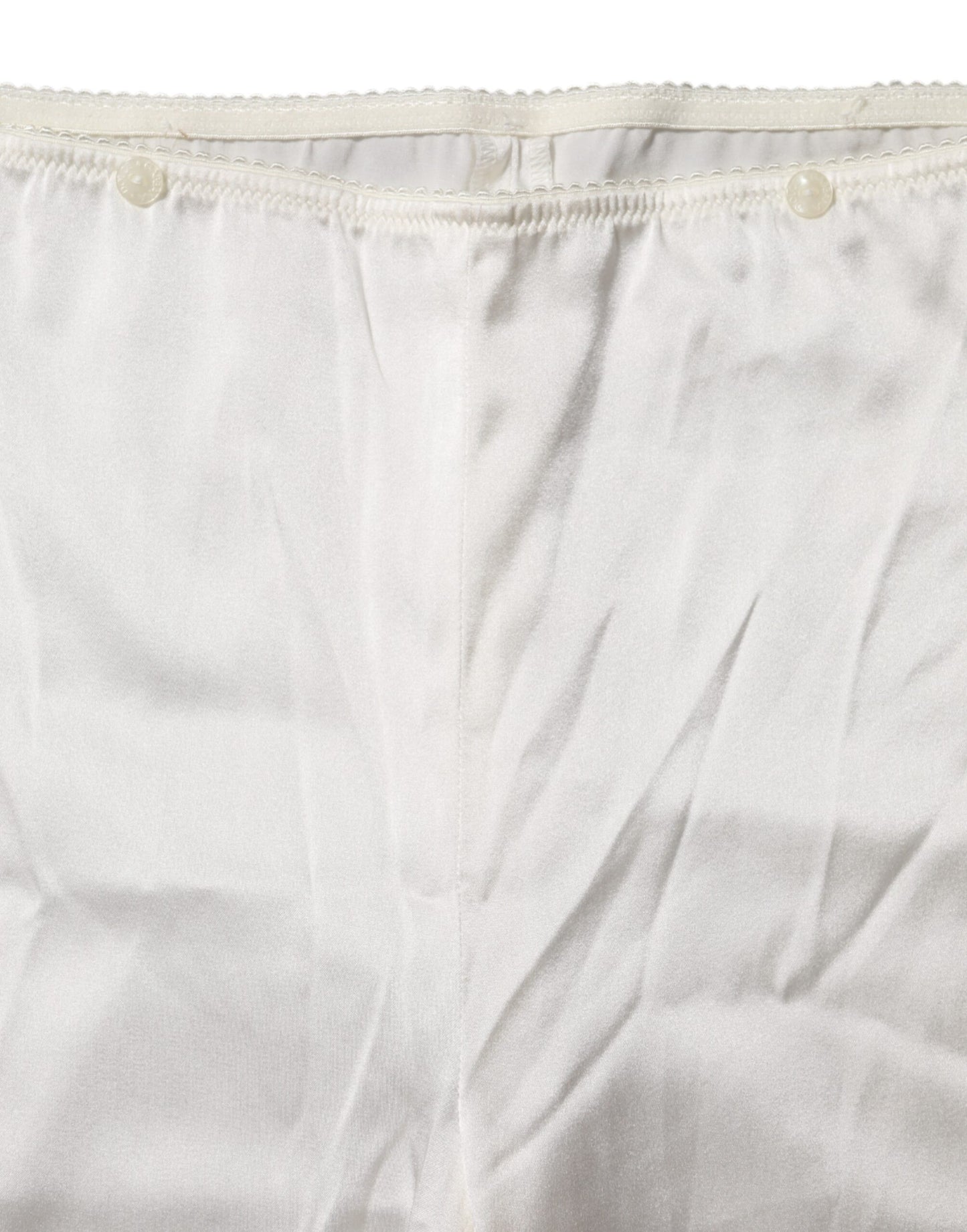 Dolce & Gabbana – Konische Hose aus elfenbeinfarbener Seide mit hoher Taille