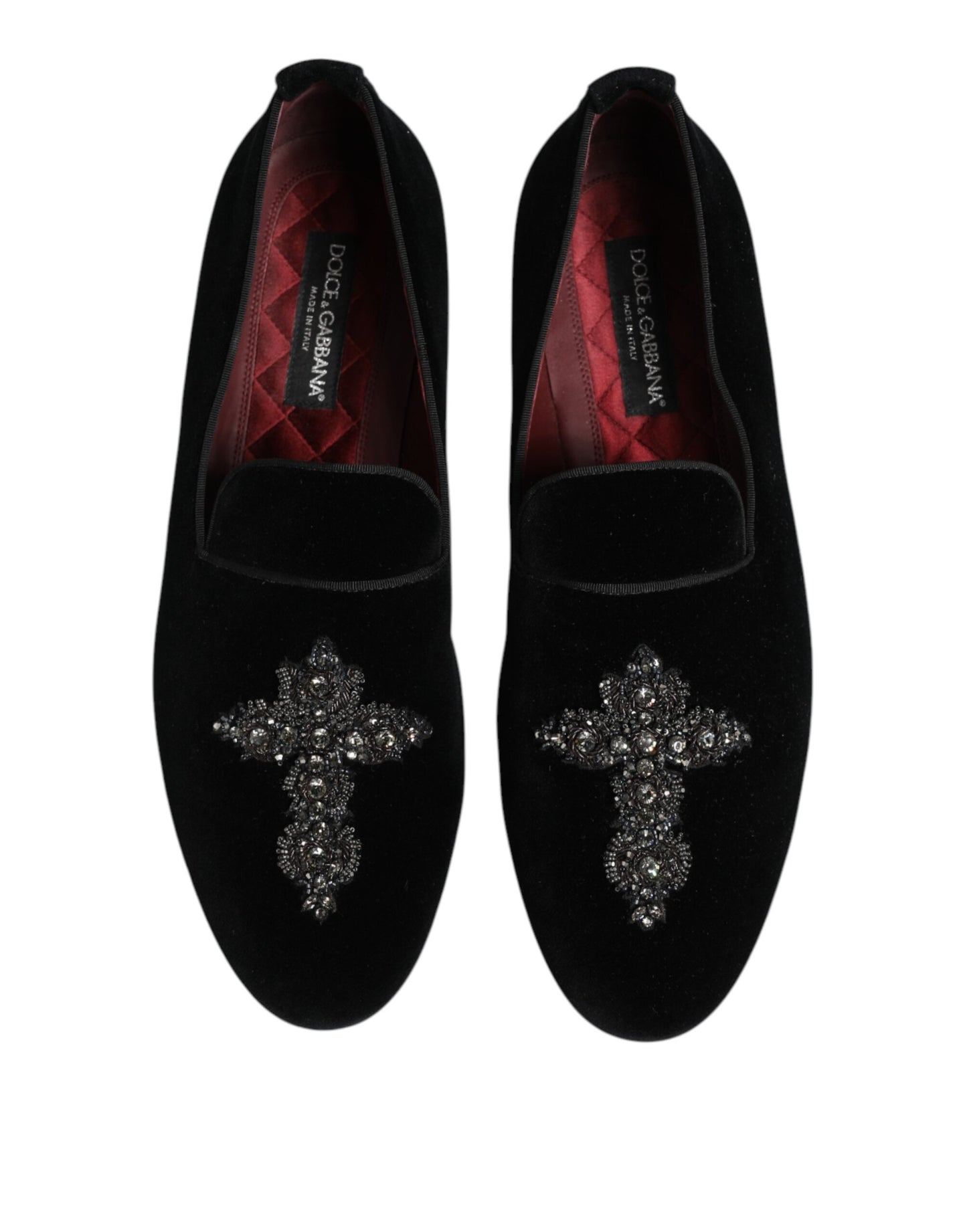 Dolce & Gabbana – Formelle Schuhe aus schwarzem Samt mit Kristallkrone
