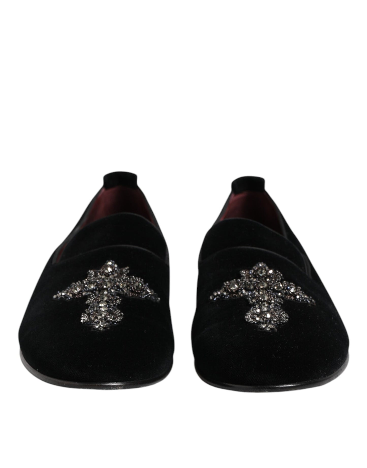Dolce & Gabbana – Formelle Schuhe aus schwarzem Samt mit Kristallkrone