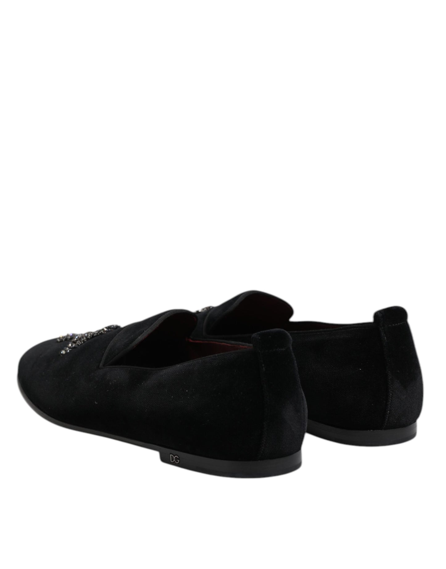 Dolce & Gabbana – Formelle Schuhe aus schwarzem Samt mit Kristallkrone