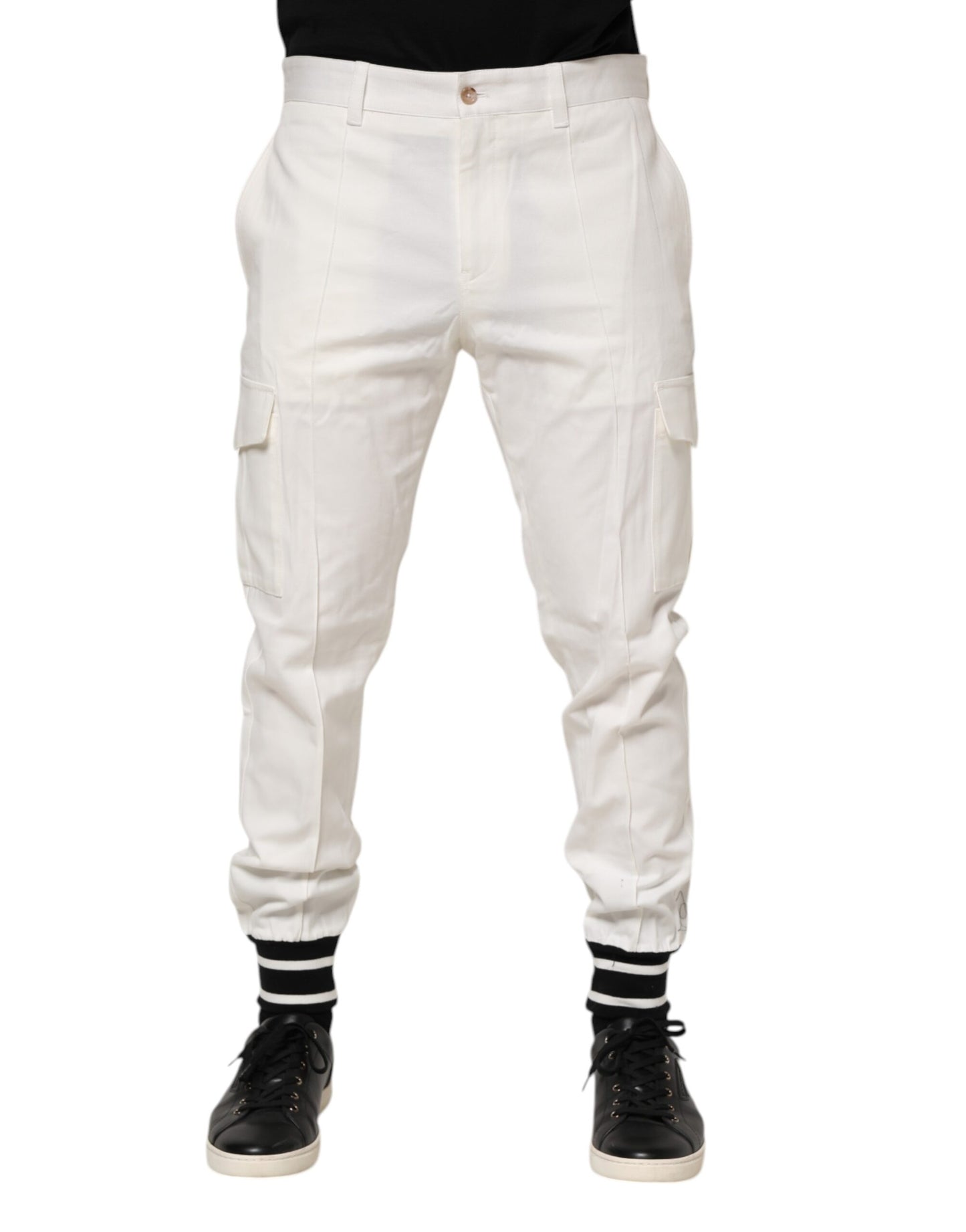 Dolce & Gabbana – Weiße Cargo-Jogginghose aus Baumwolle für Herren