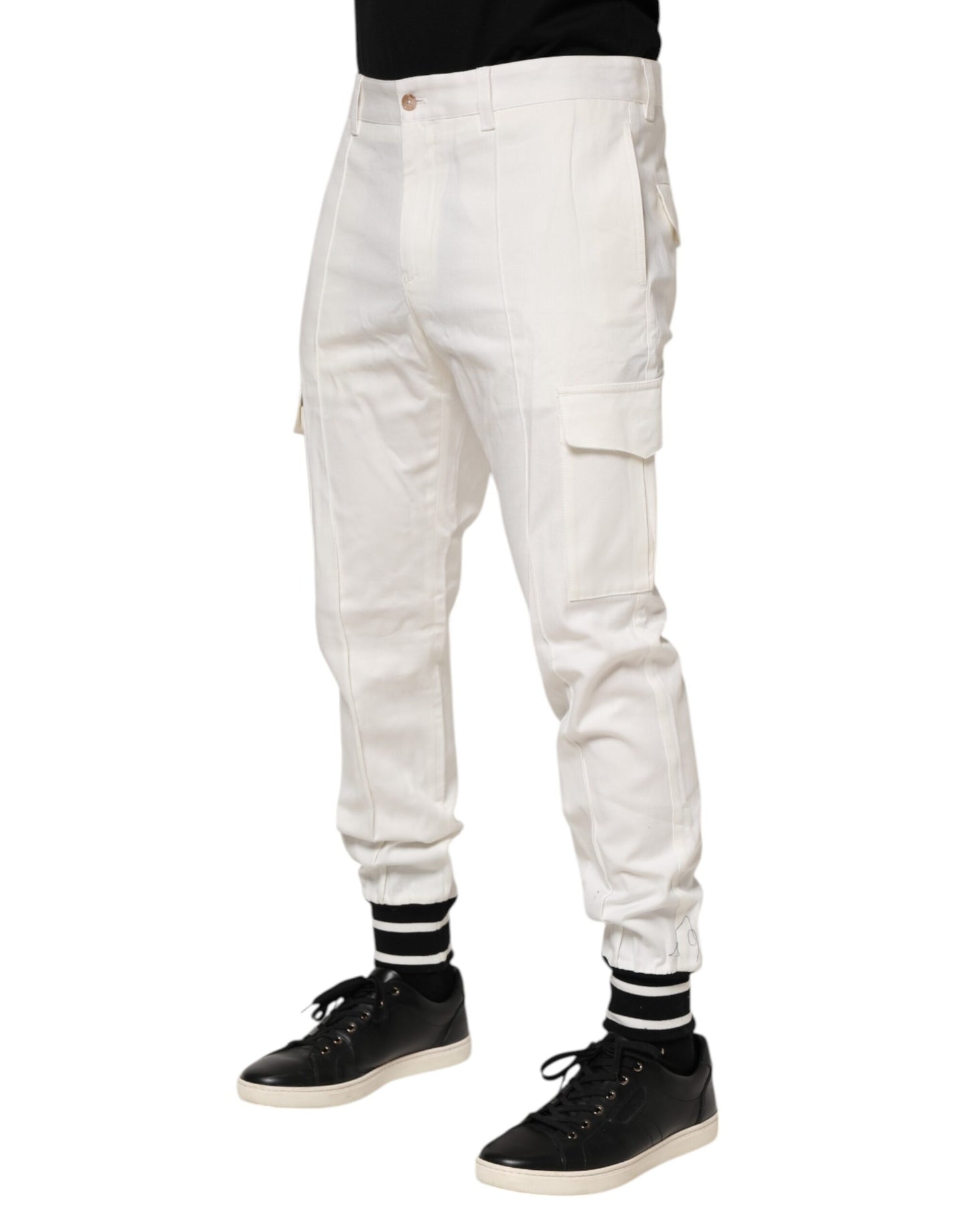 Dolce & Gabbana – Weiße Cargo-Jogginghose aus Baumwolle für Herren