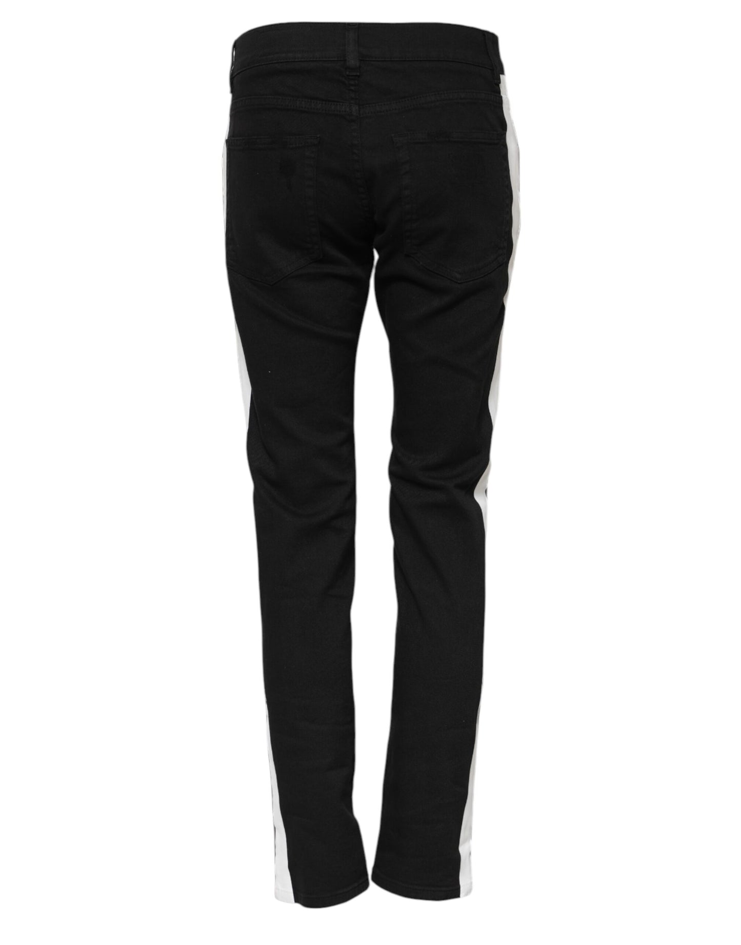 Dolce & Gabbana – Schwarze, zerfetzte Skinny-Jeans mit weißem Futter