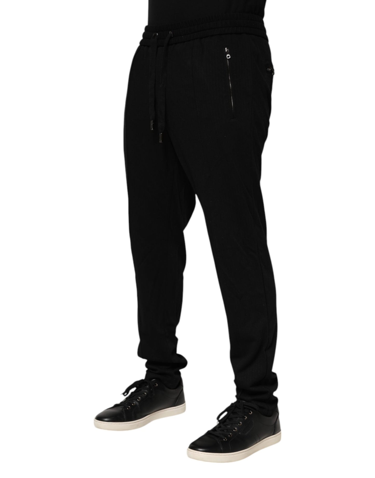 Dolce & Gabbana – Schwarze, schmale Jogginghose aus Viskose mit Logo für Herren