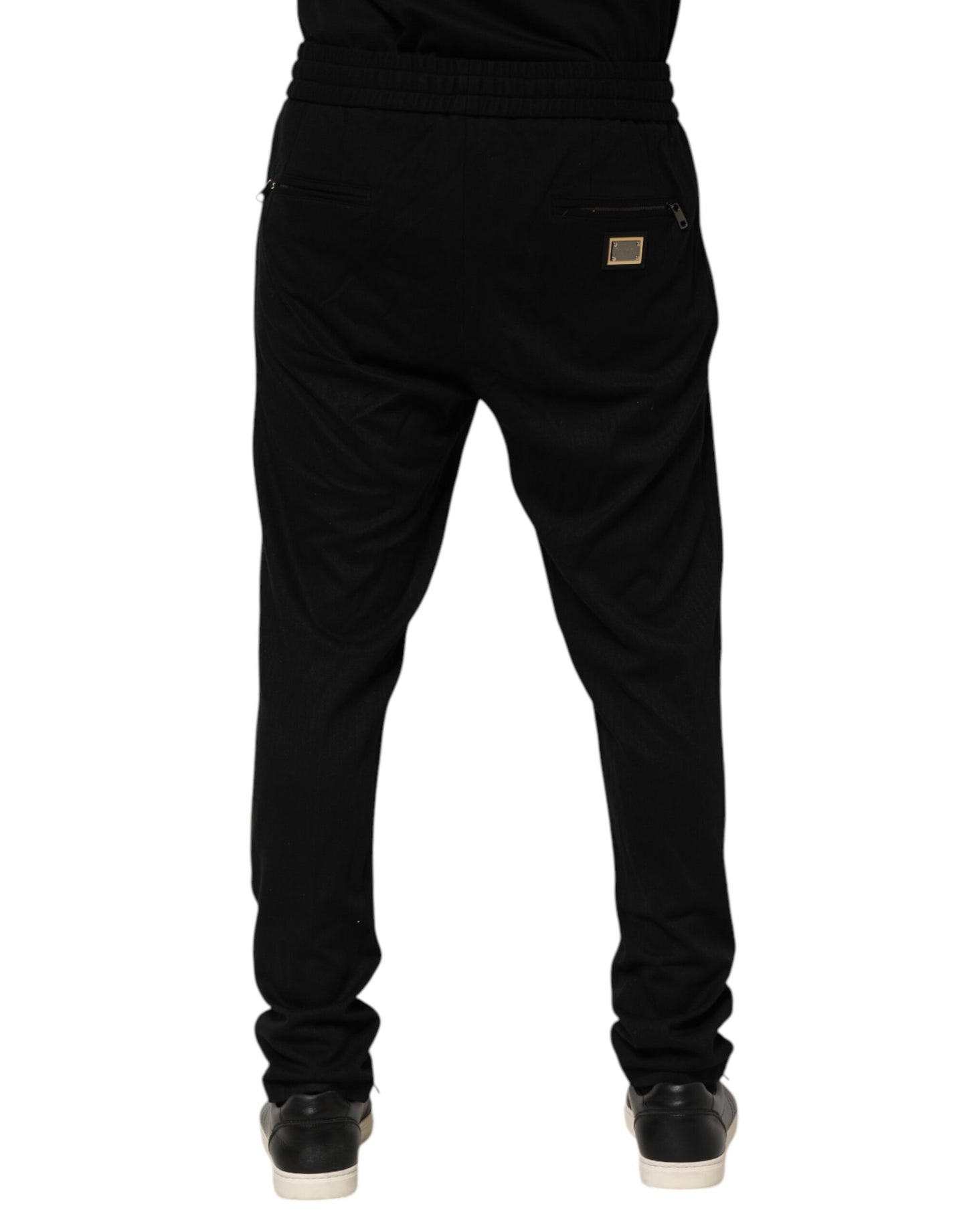 Dolce & Gabbana – Schwarze, schmale Jogginghose aus Viskose mit Logo für Herren