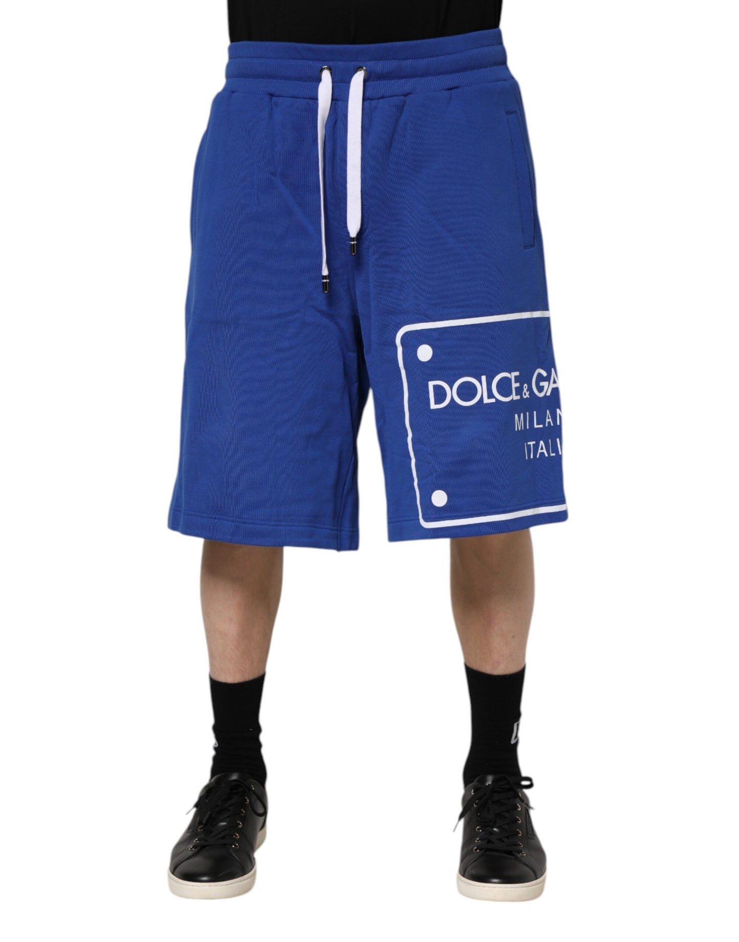 Dolce & Gabbana – Blaue Bermuda-Sweatshorts aus Baumwolle mit Logo