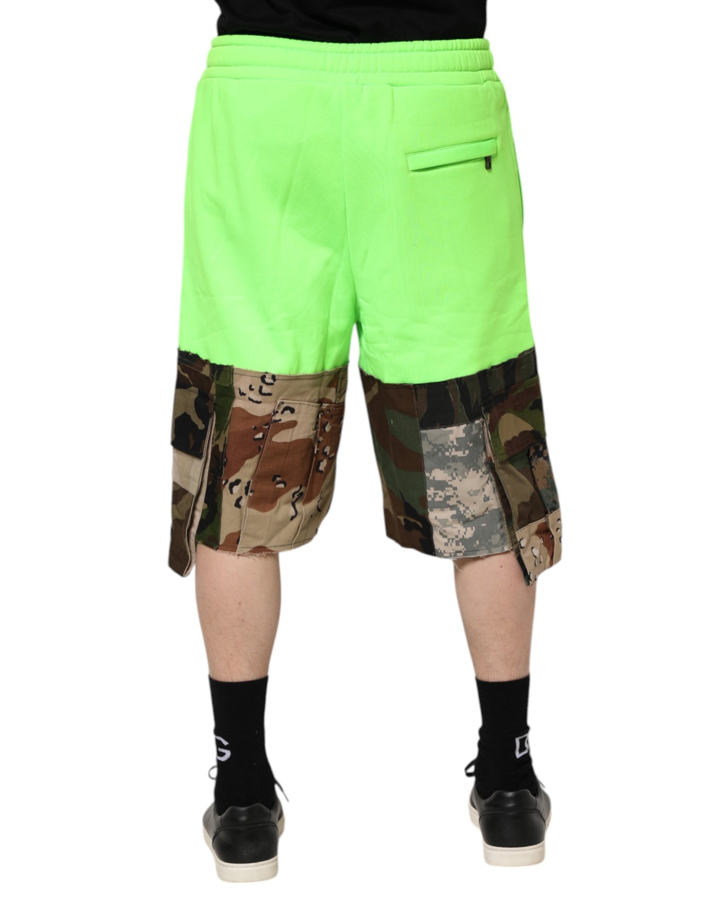 Dolce & Gabbana – Grüne Cargo-Bermudashorts mit Patchwork-Muster für Herren