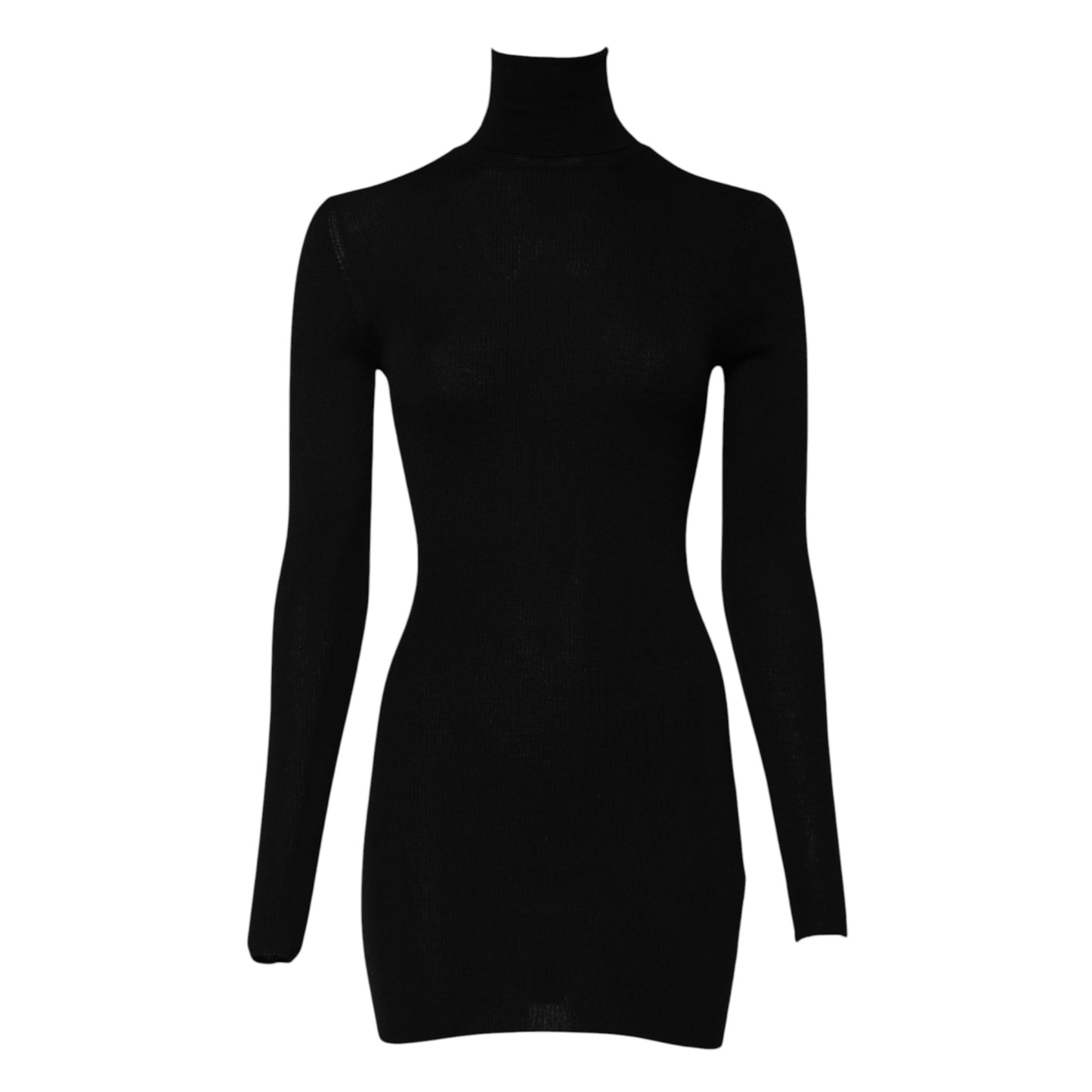 Dolce & Gabbana – Schwarzes Minikleid mit Rollkragen und langen Ärmeln