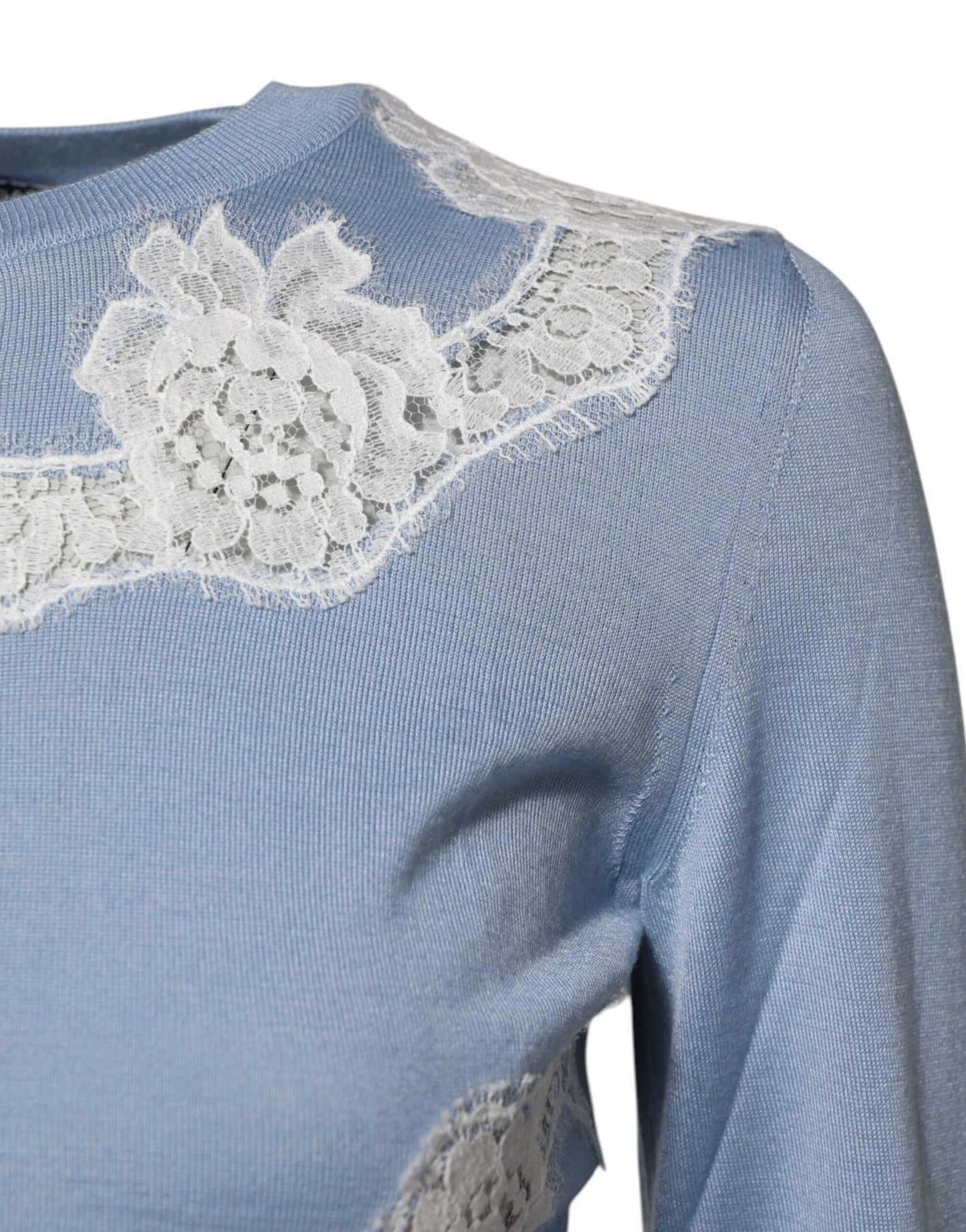 Dolce & Gabbana Blauer Cardigan mit floralem Spitzendetail