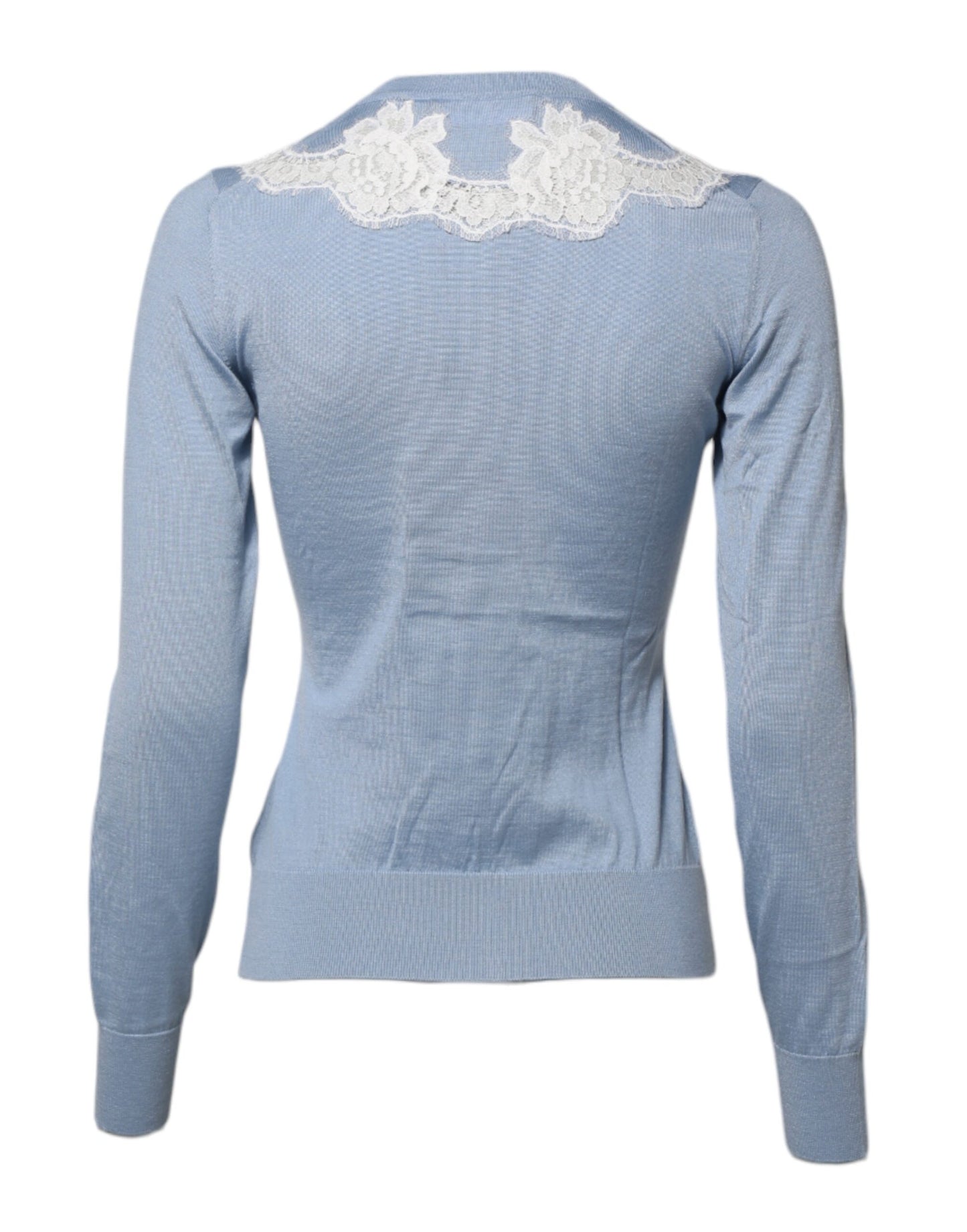 Dolce & Gabbana Blauer Cardigan mit floralem Spitzendetail