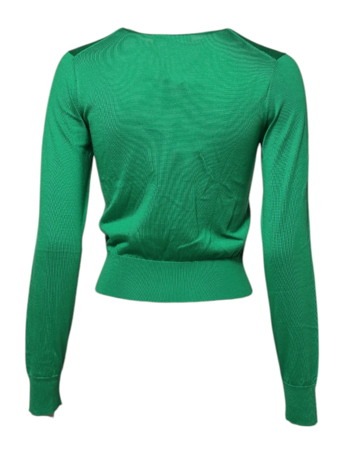 Dolce & Gabbana – Grüner Seidenpullover mit Blumendetail