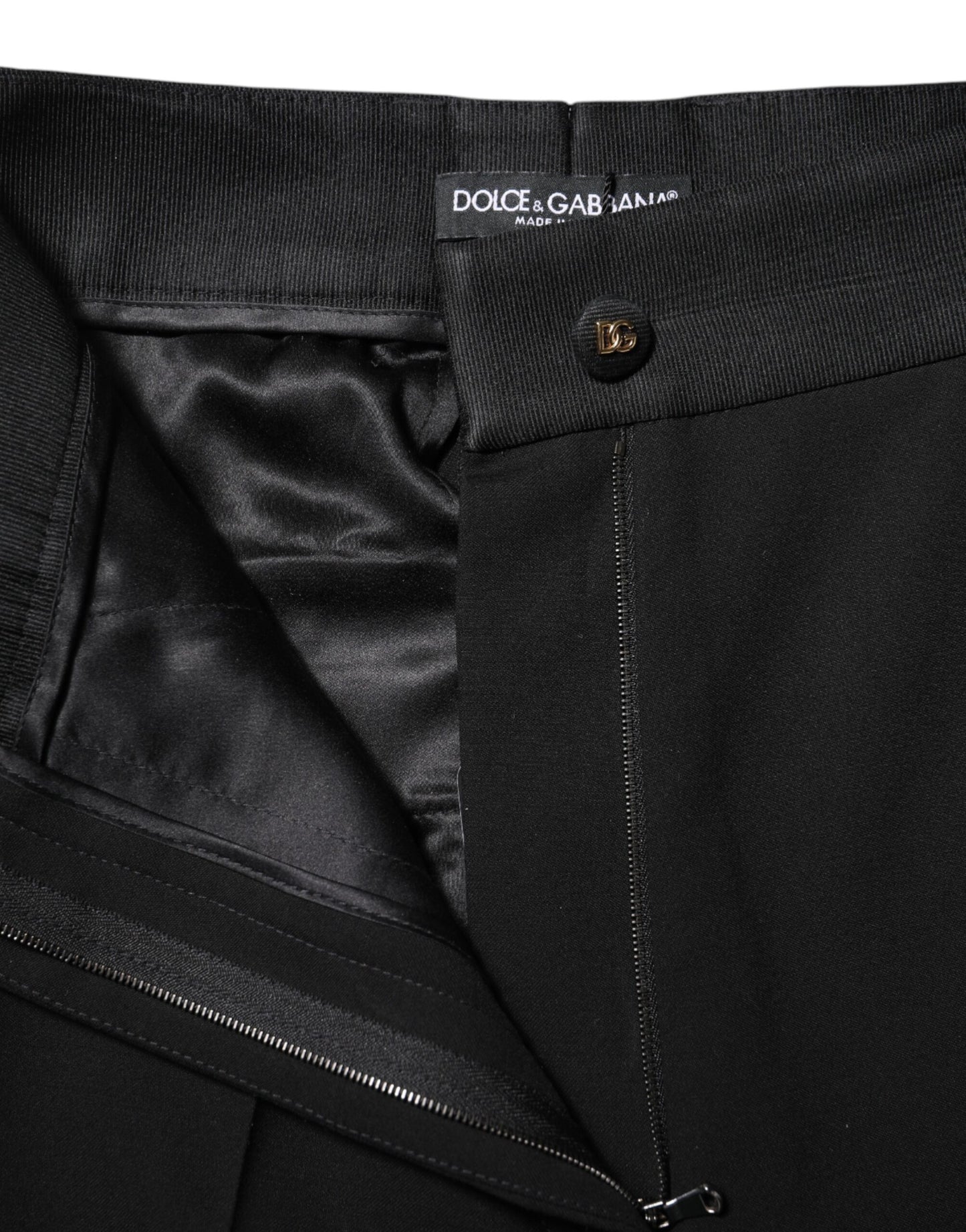 Dolce & Gabbana Schwarze Skinny-Hose aus Wolle mit hoher Taille
