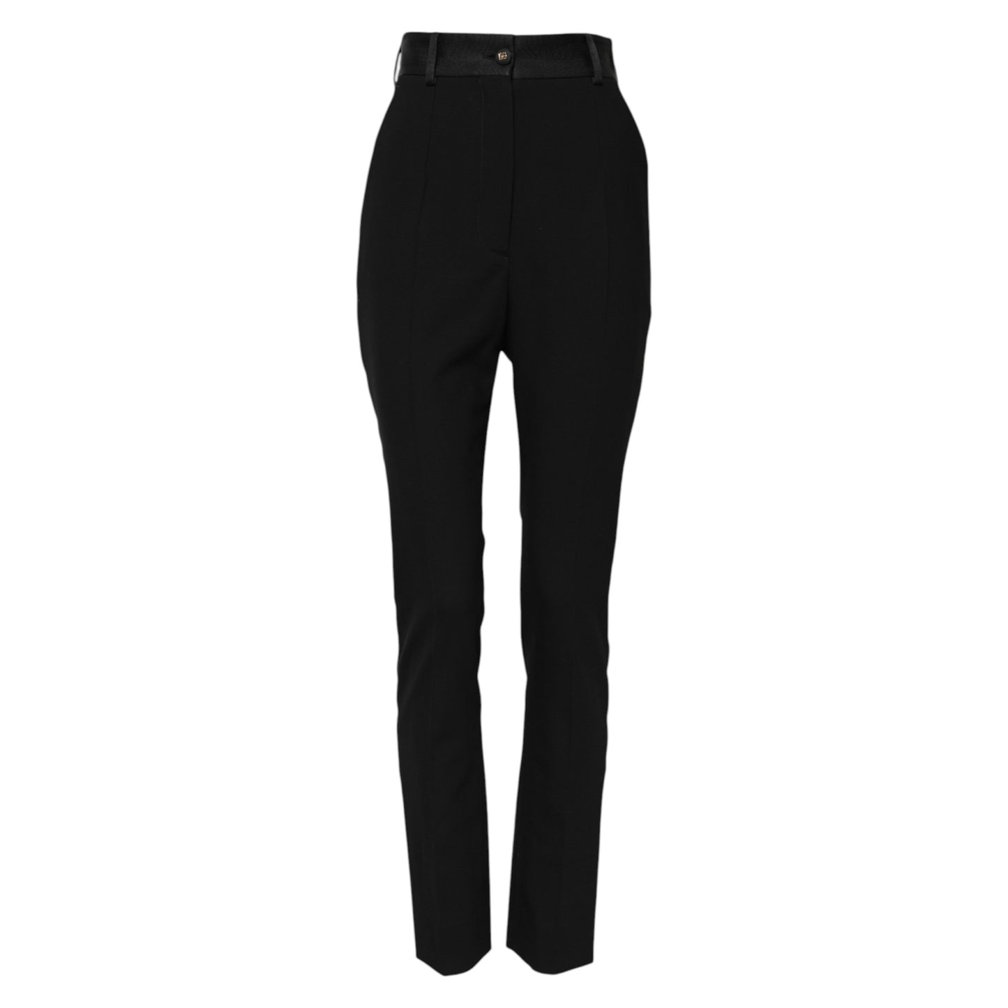 Dolce & Gabbana Schwarze Skinny-Hose aus Wolle mit hoher Taille