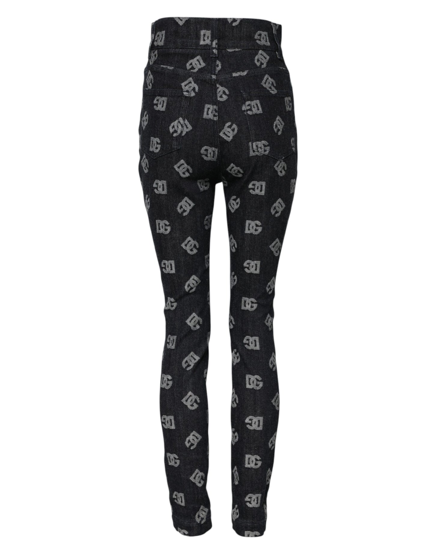 Dolce & Gabbana – Schwarze Skinny-Jeans mit hohem Bund und DG-Logo