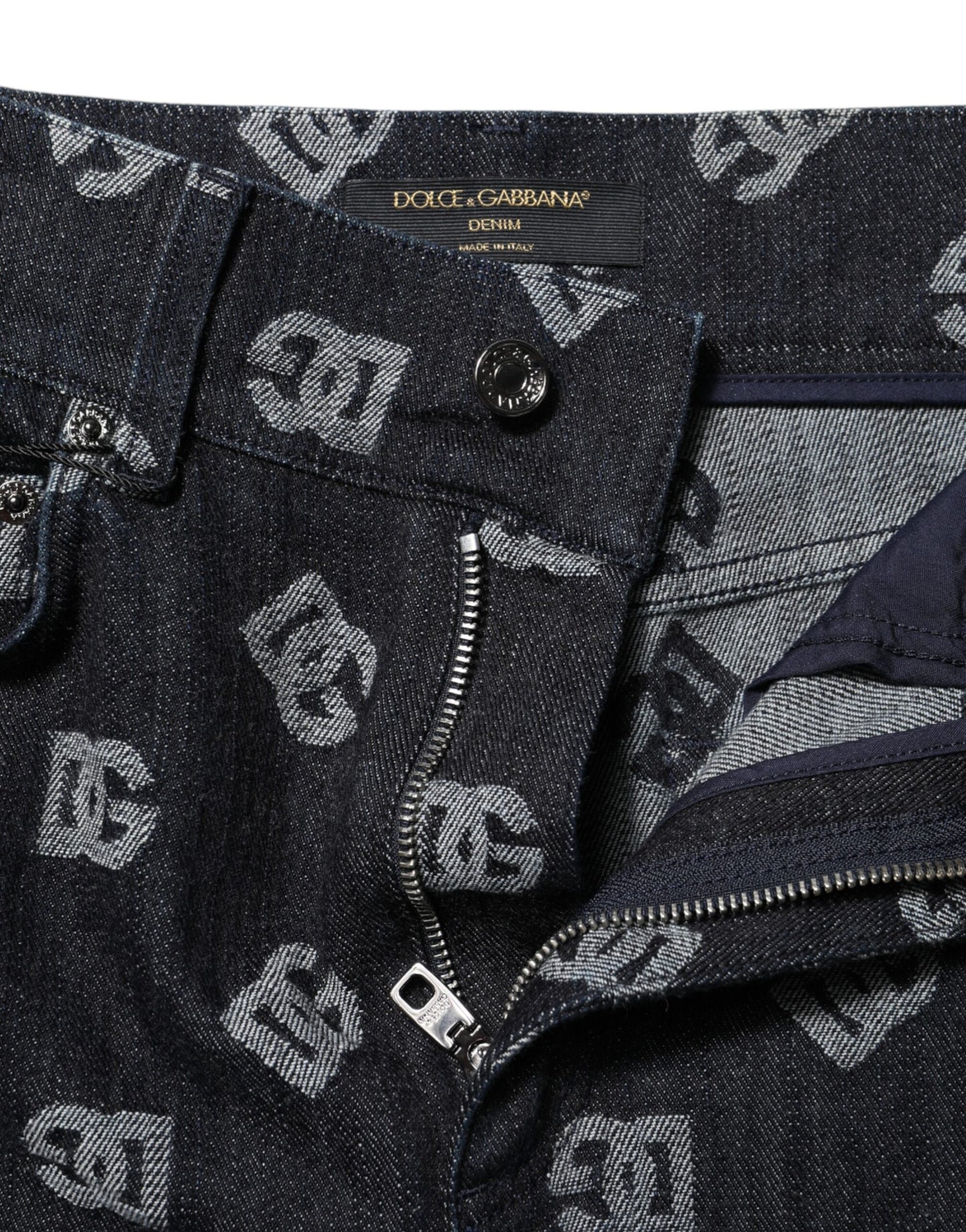 Dolce & Gabbana – Schwarze Skinny-Jeans mit hohem Bund und DG-Logo