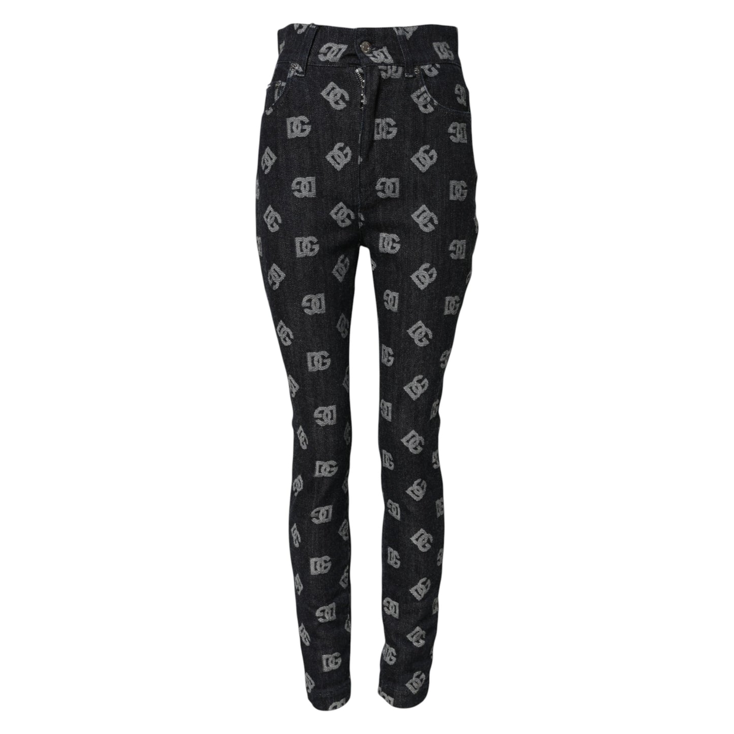 Dolce & Gabbana – Schwarze Skinny-Jeans mit hohem Bund und DG-Logo