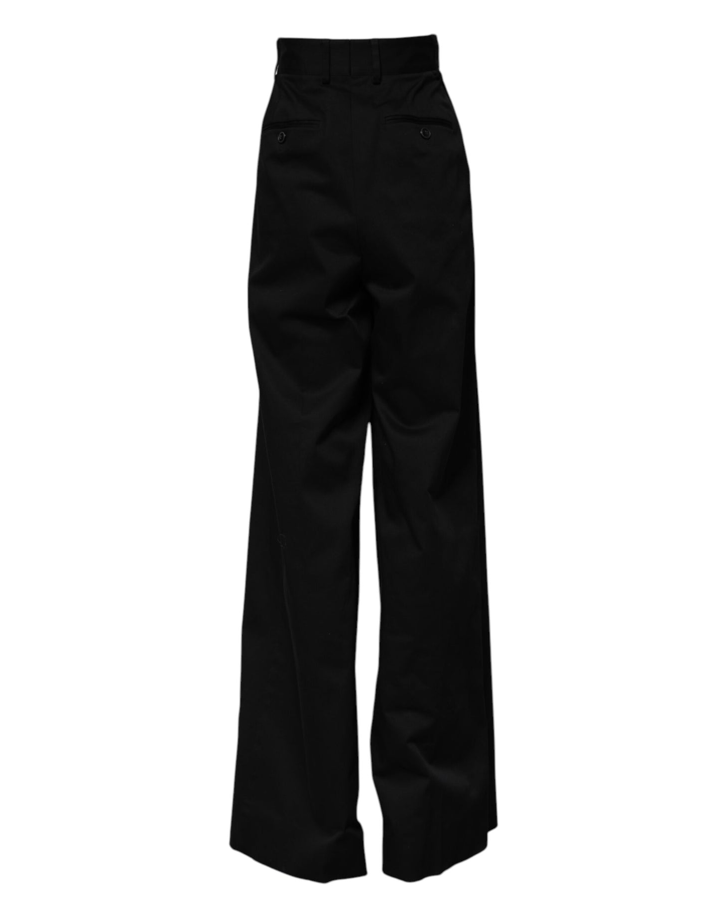 Dolce & Gabbana – Schwarze Hose aus Baumwolle mit hoher Taille und weitem Bein