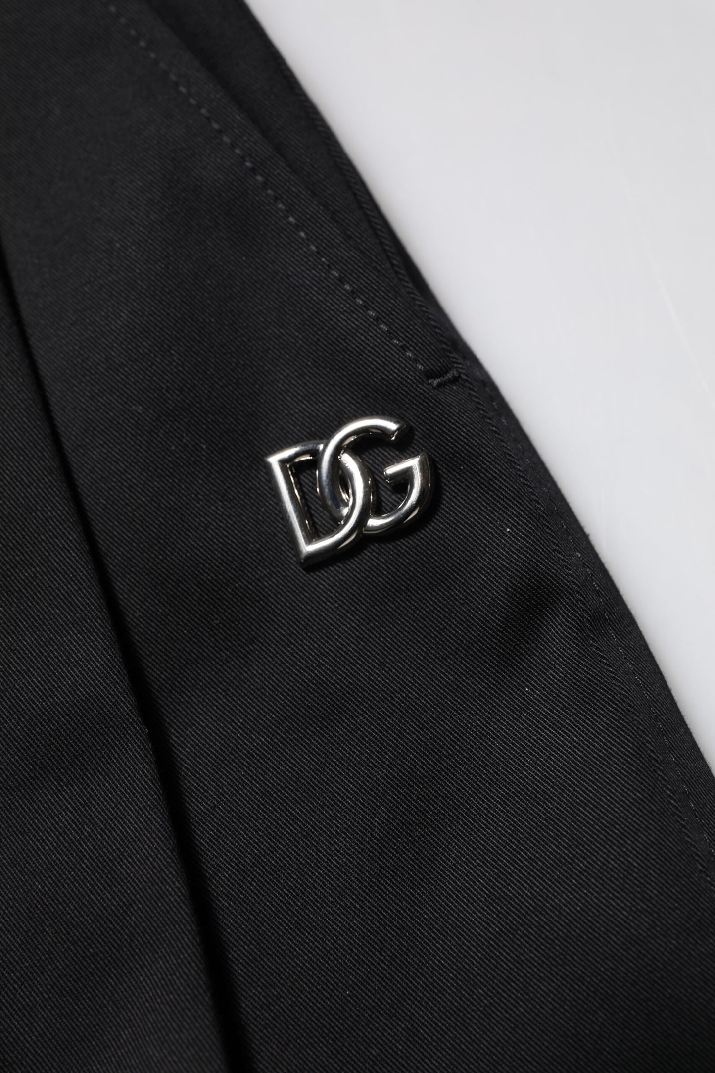 Dolce & Gabbana – Schwarze Hose aus Baumwolle mit hoher Taille und weitem Bein