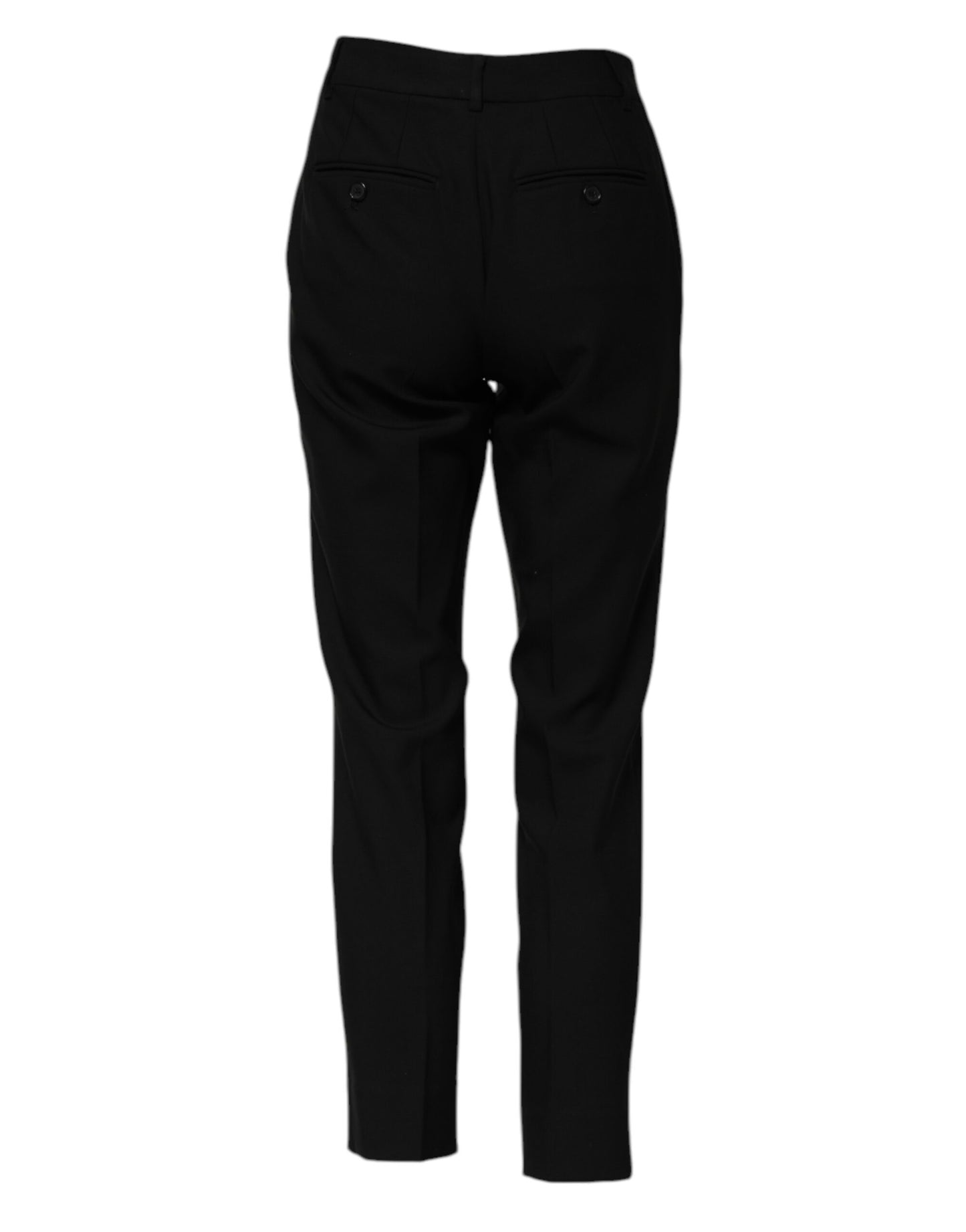Dolce & Gabbana – Schwarze, hoch taillierte Karottenhose aus Wolle